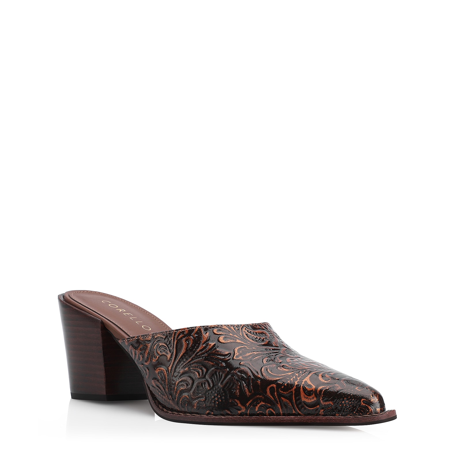 Mule Western Couro Marrom Adamascado