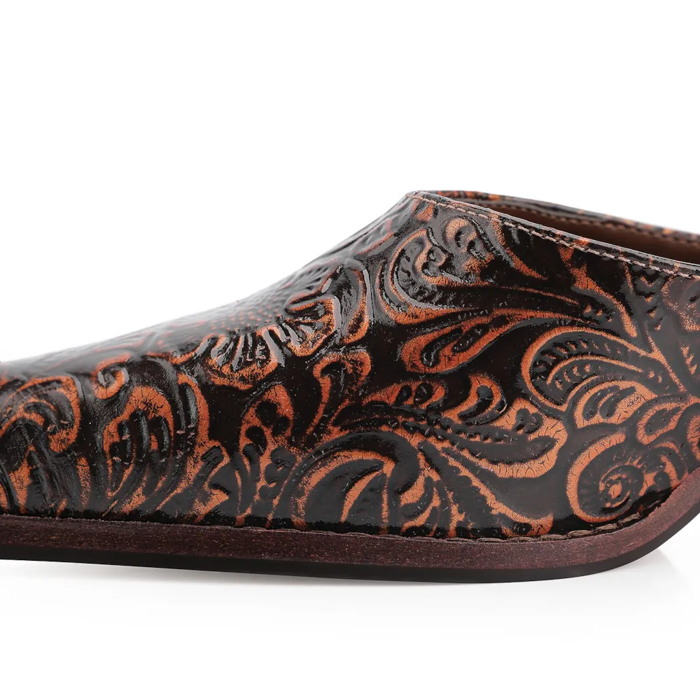 Mule Western Couro Marrom Adamascado - imagem 9