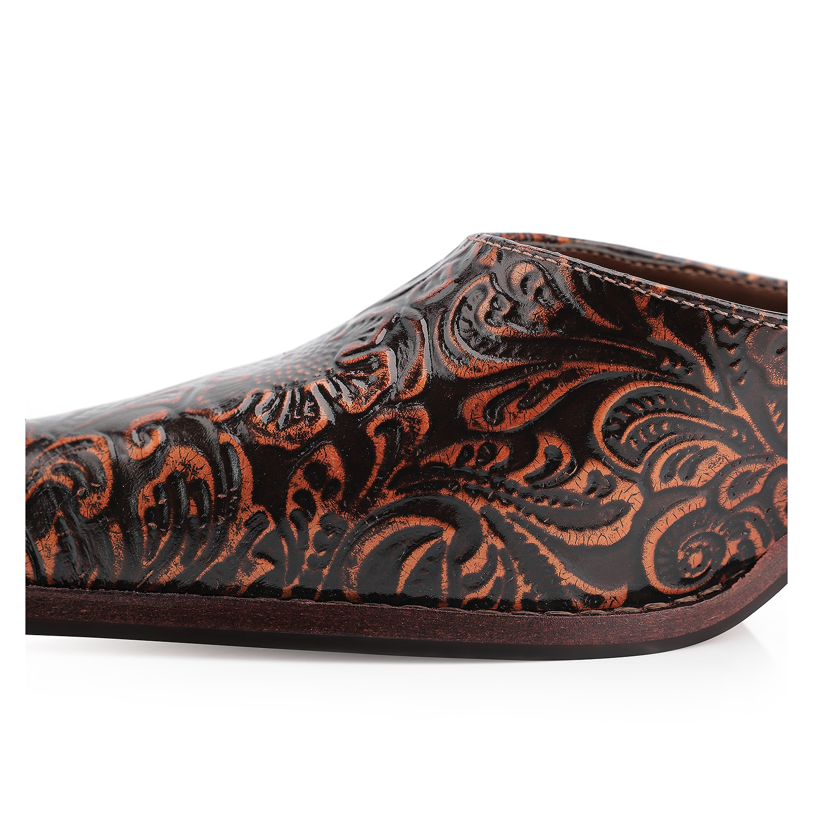 Mule Western Couro Marrom Adamascado