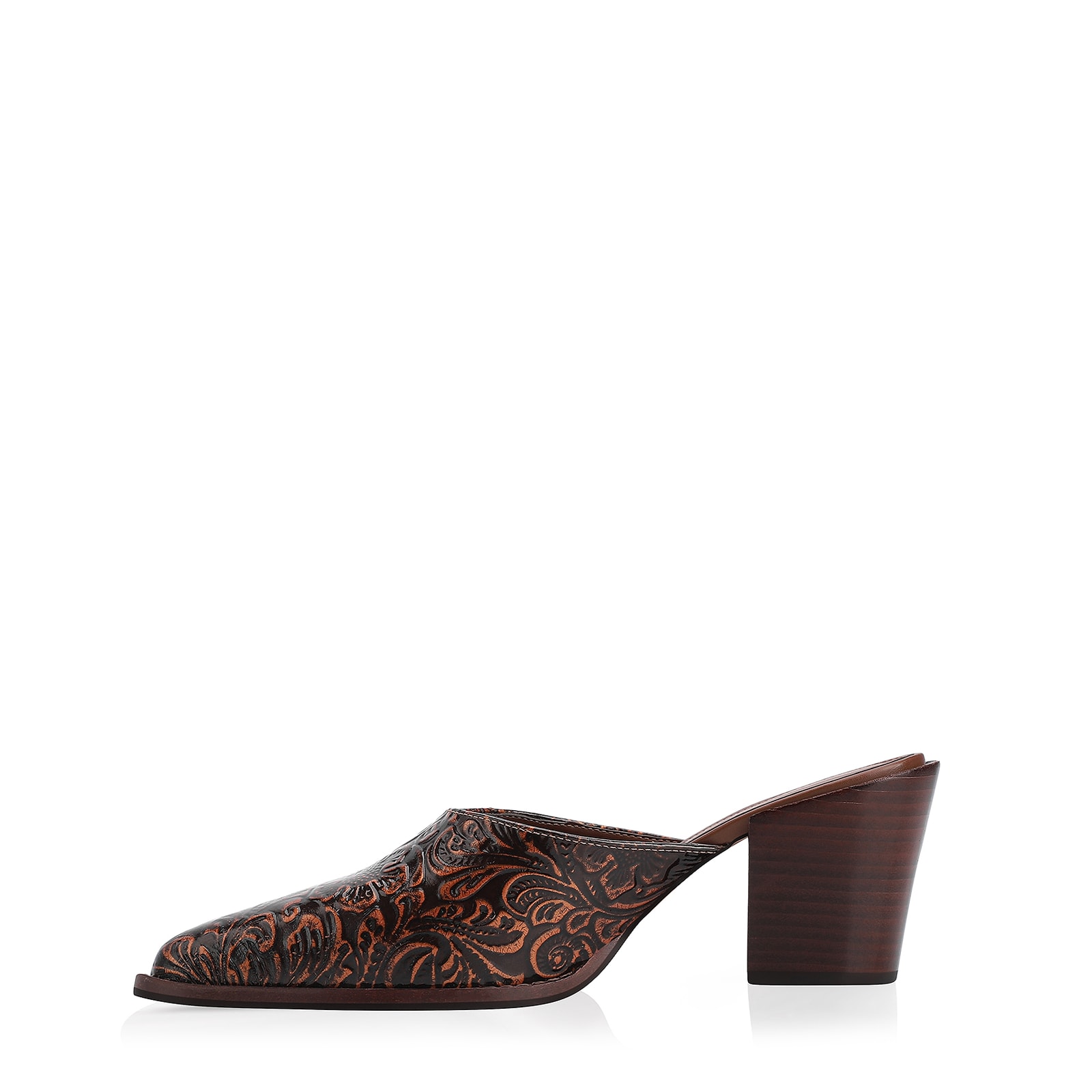 Mule Western Couro Marrom Adamascado