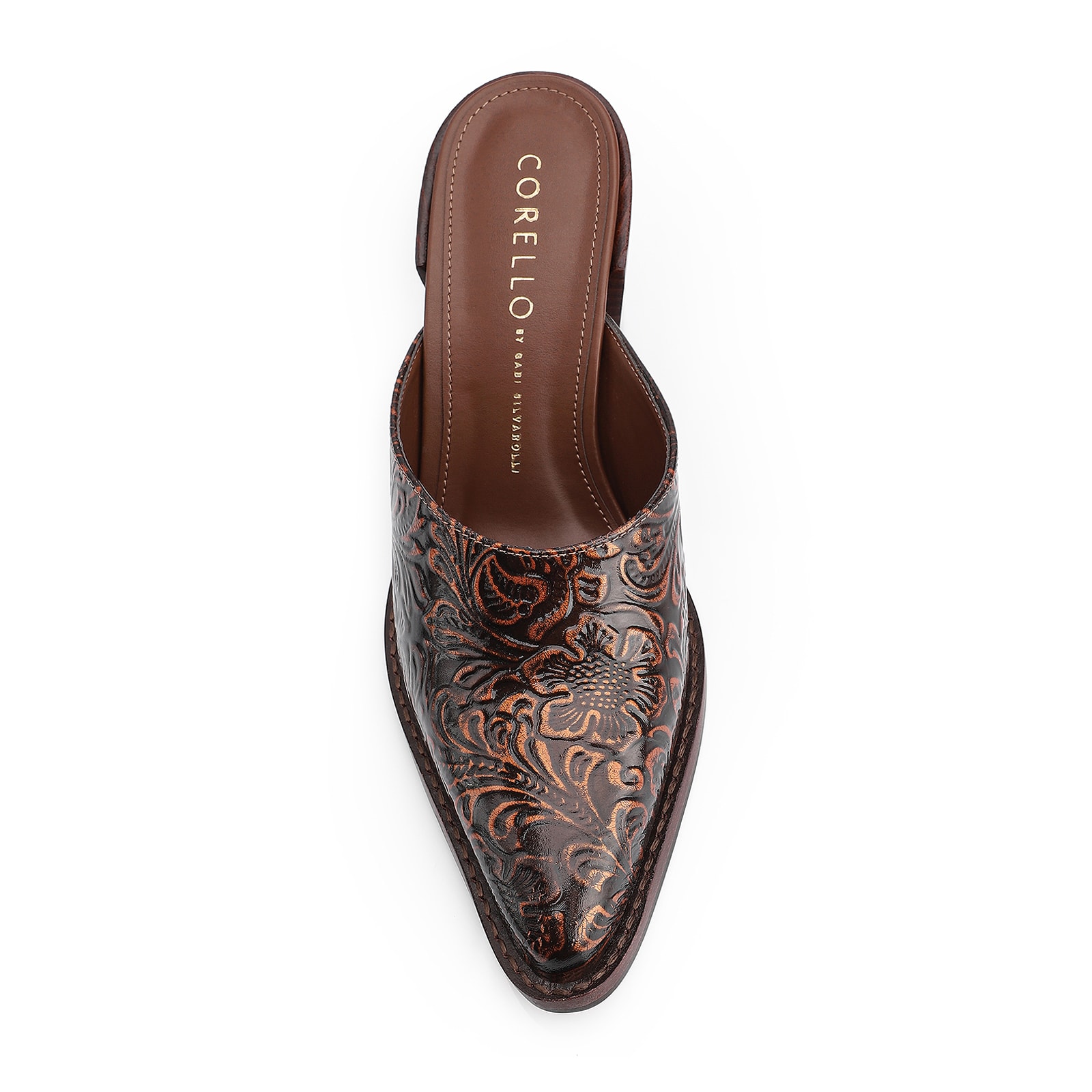 Mule Western Couro Marrom Adamascado