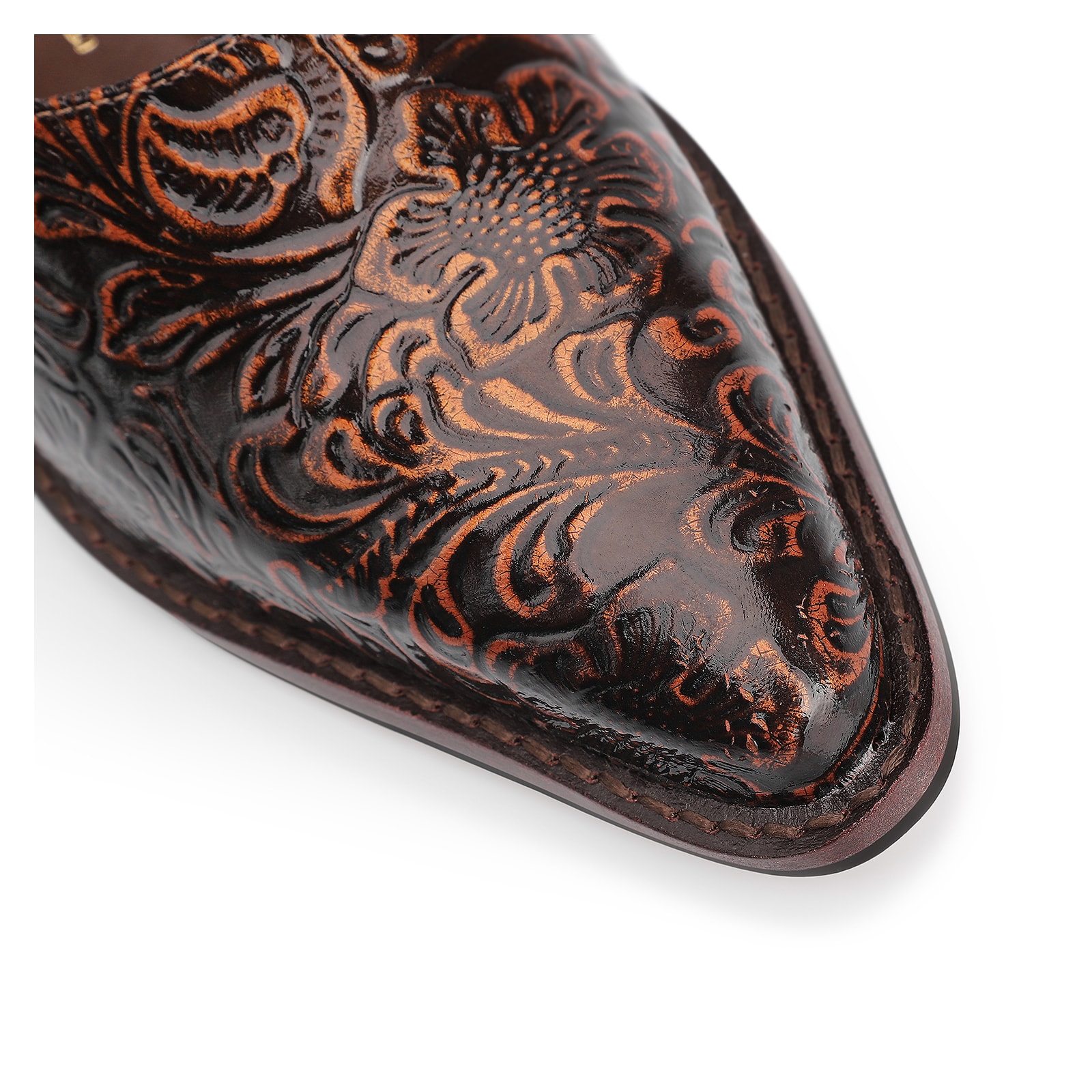 Mule Western Couro Marrom Adamascado