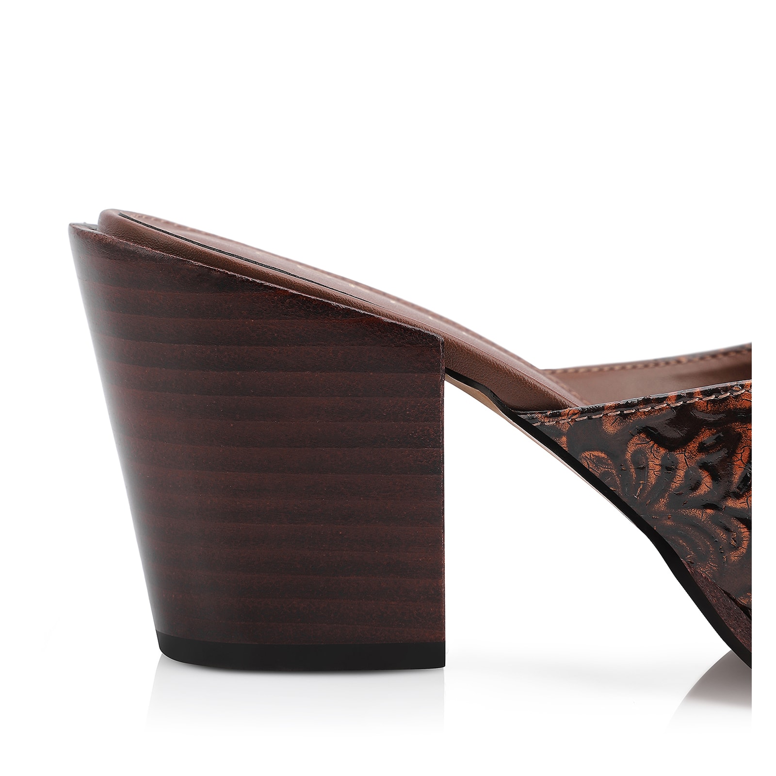 Mule Western Couro Marrom Adamascado