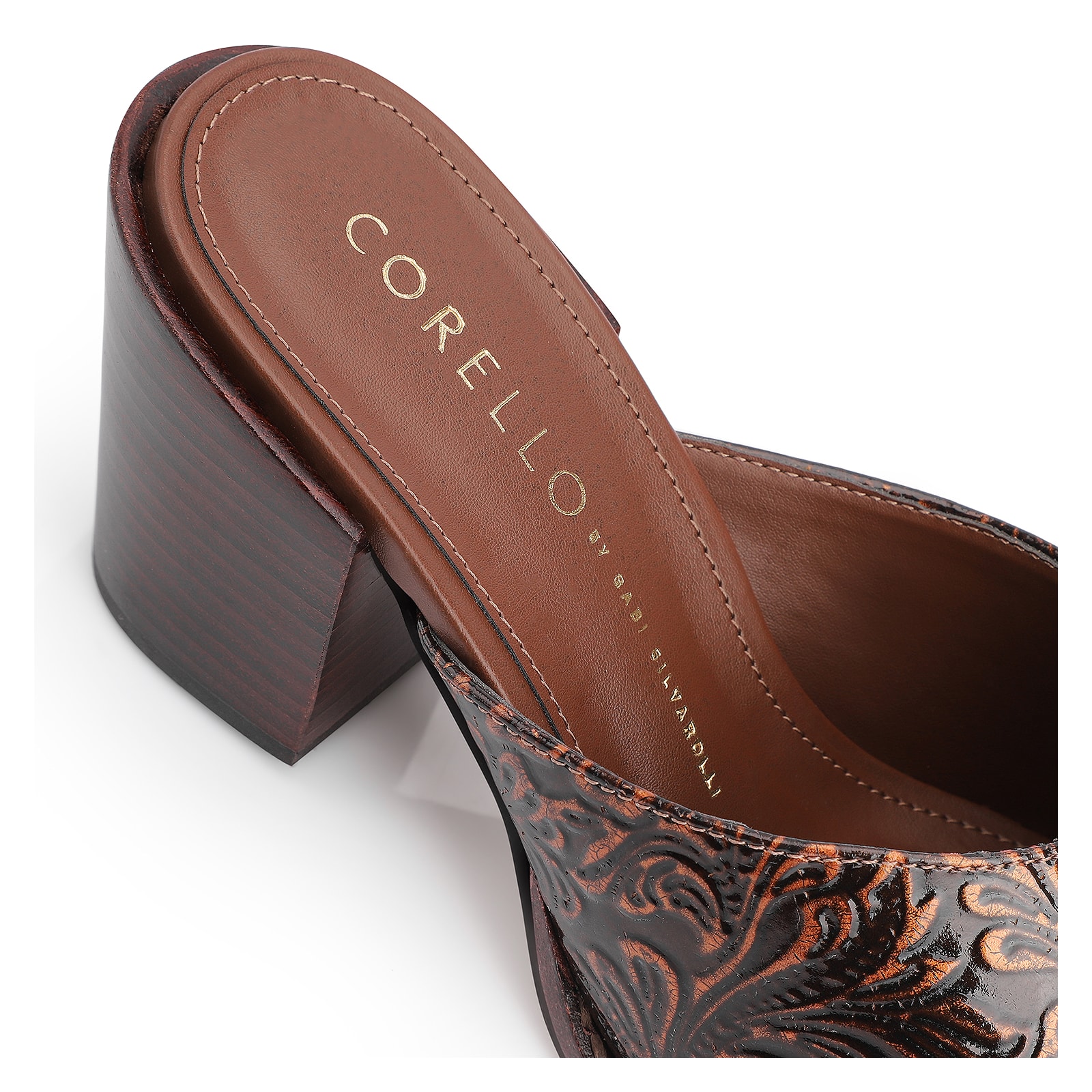 Mule Western Couro Marrom Adamascado
