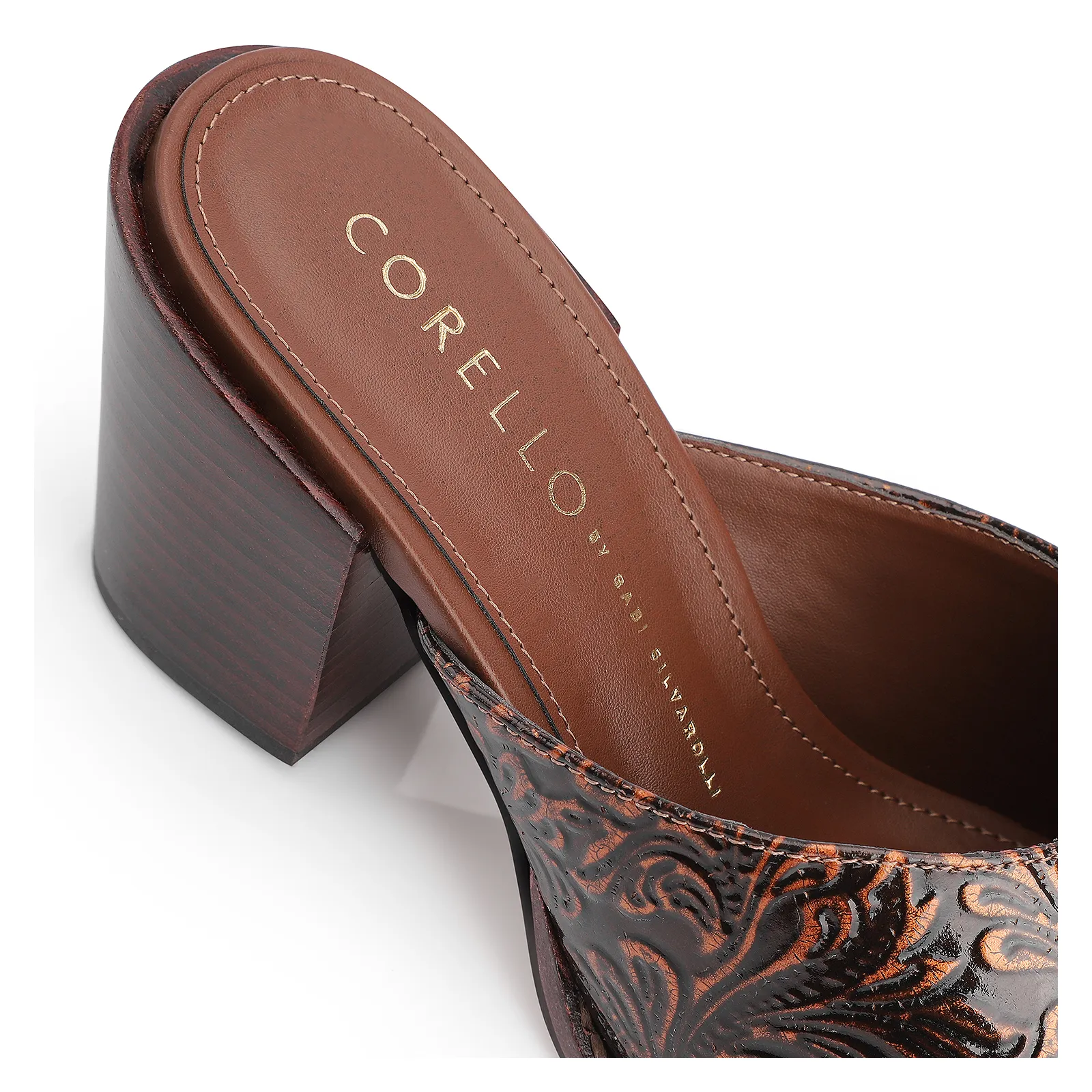 Mule Western Couro Marrom Adamascado