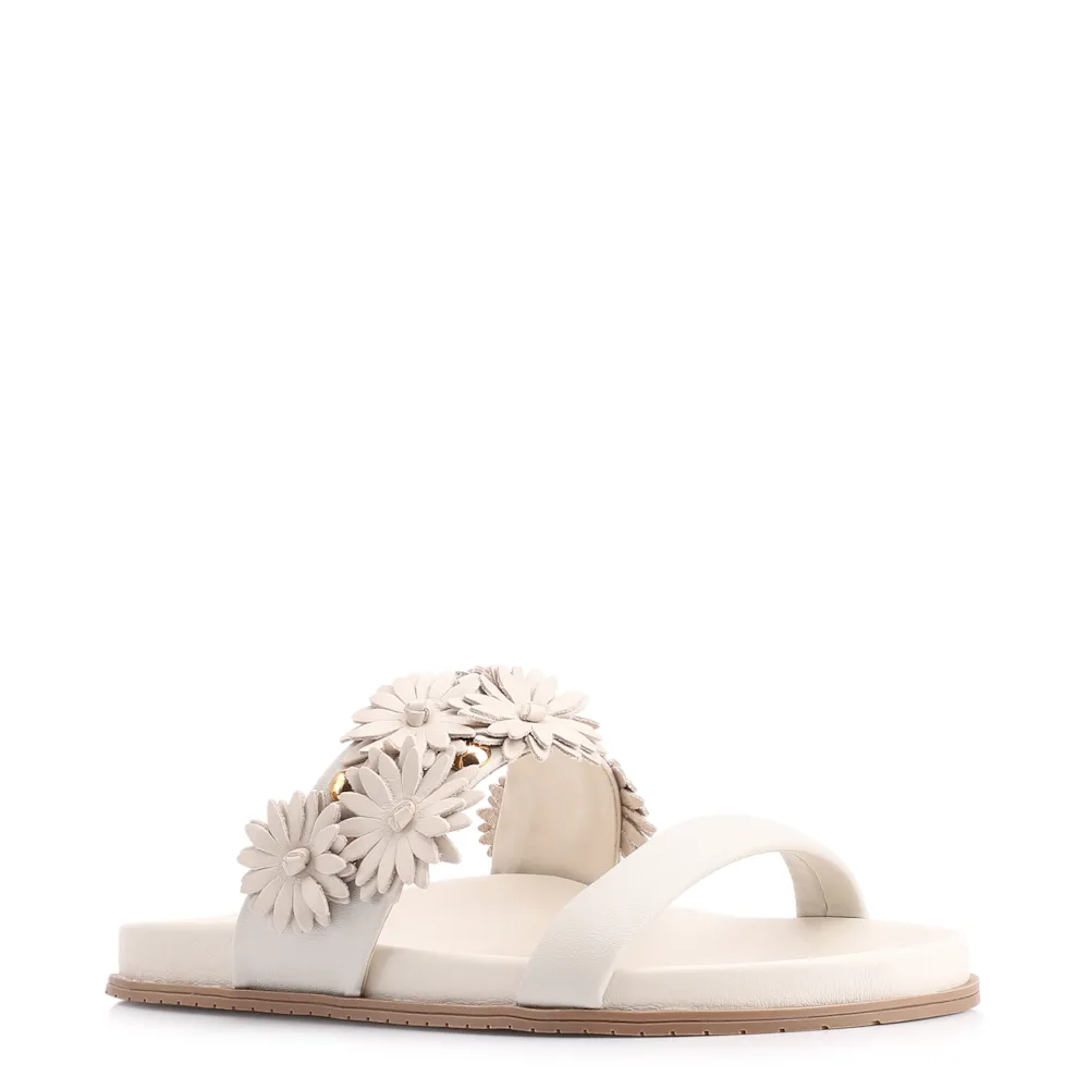 Papete Alt Off White/Couro Flores Off White