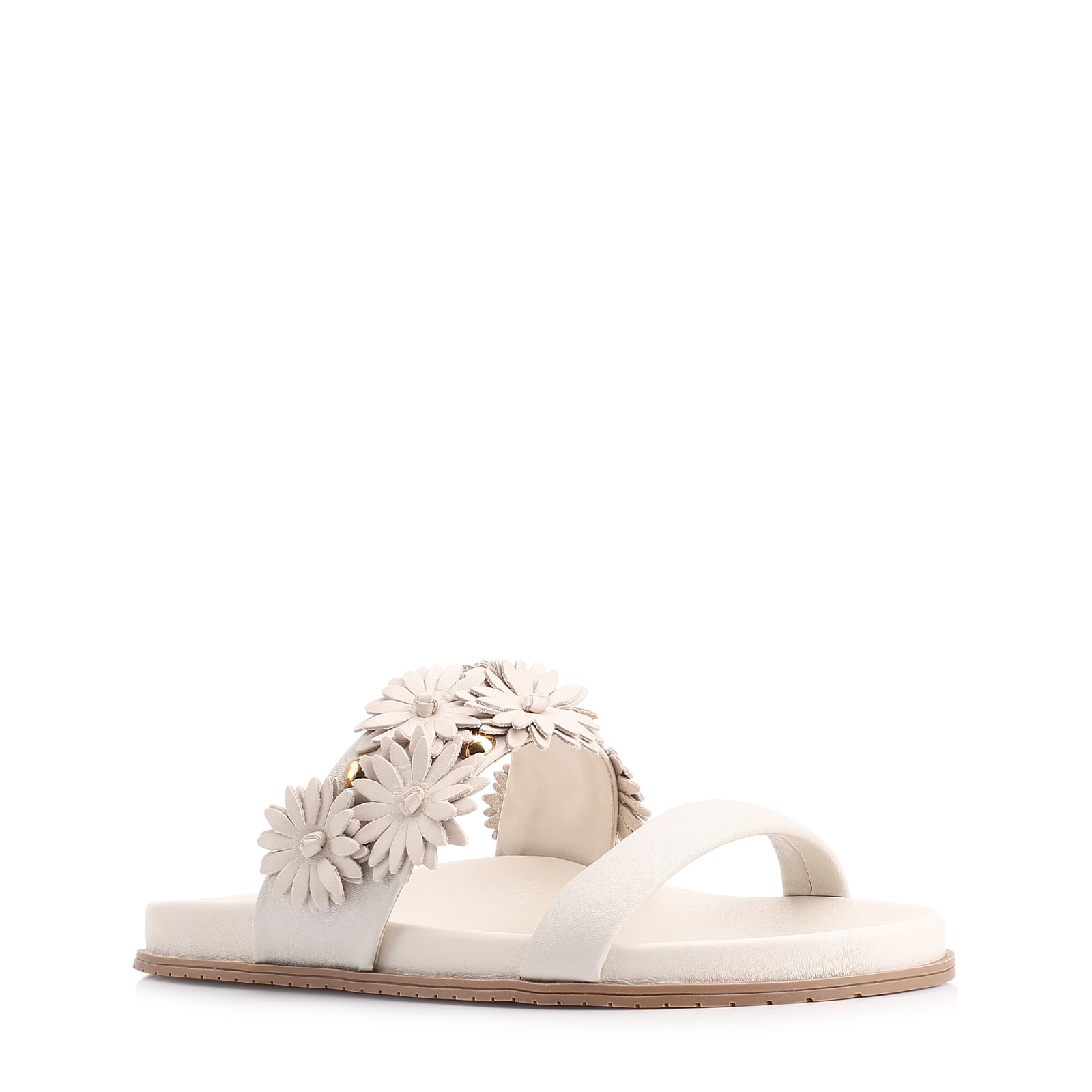 Papete Alt Off White/Couro Flores Off White
