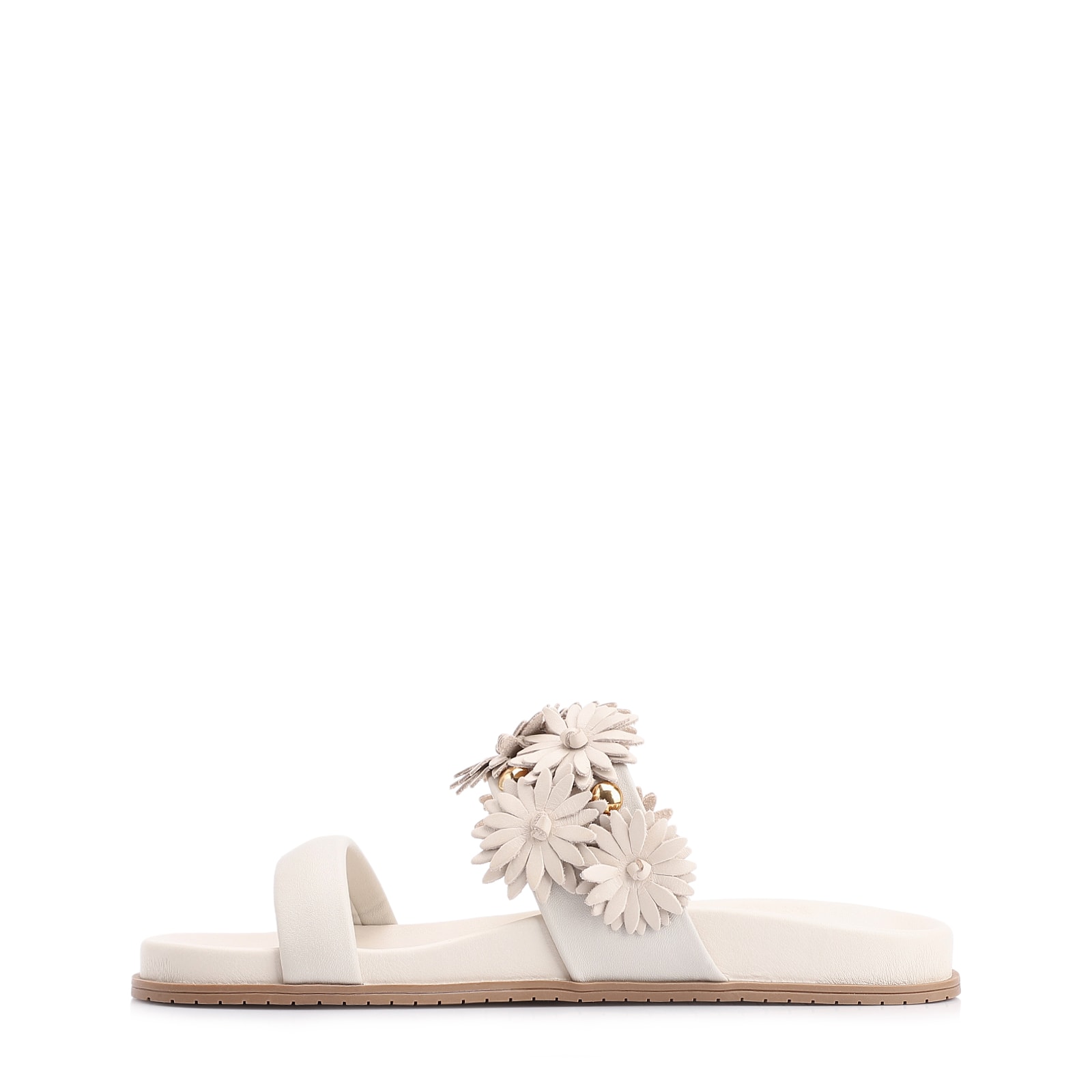 Papete Alt Off White/Couro Flores Off White