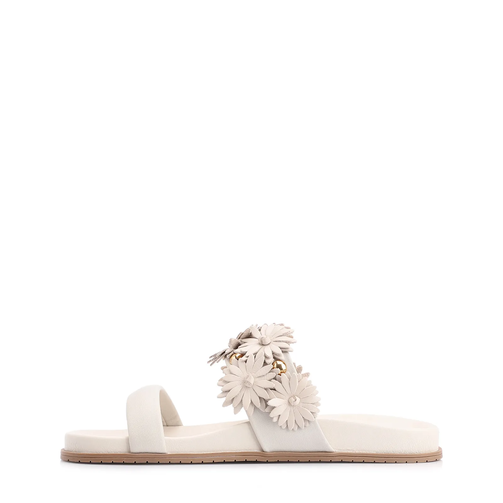 Papete Alt Off White/Couro Flores Off White