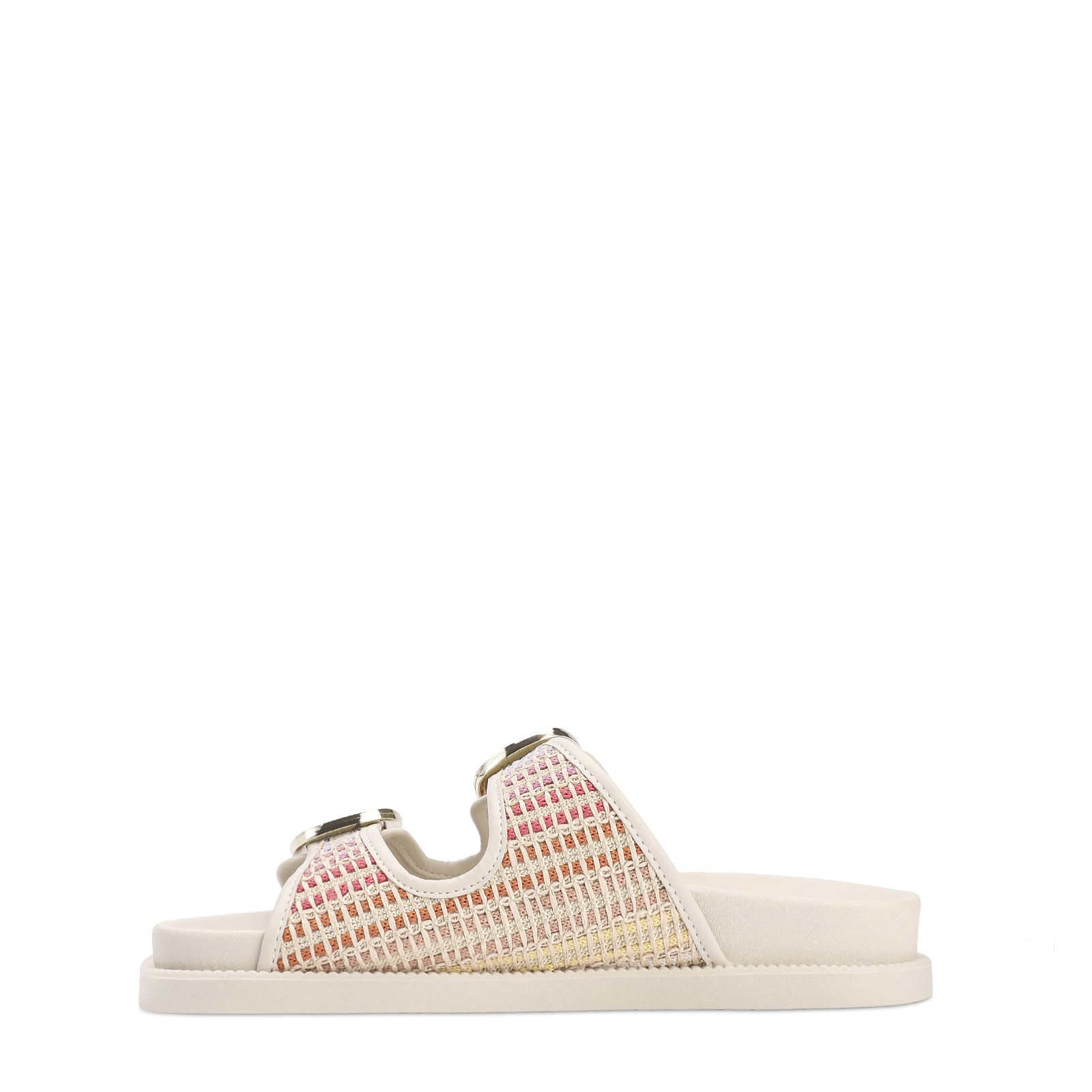 Papete Alt Off White/Ráfia Colorida