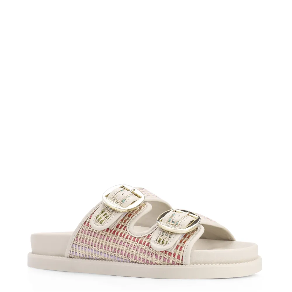 Papete Alt Off White/Ráfia Colorida