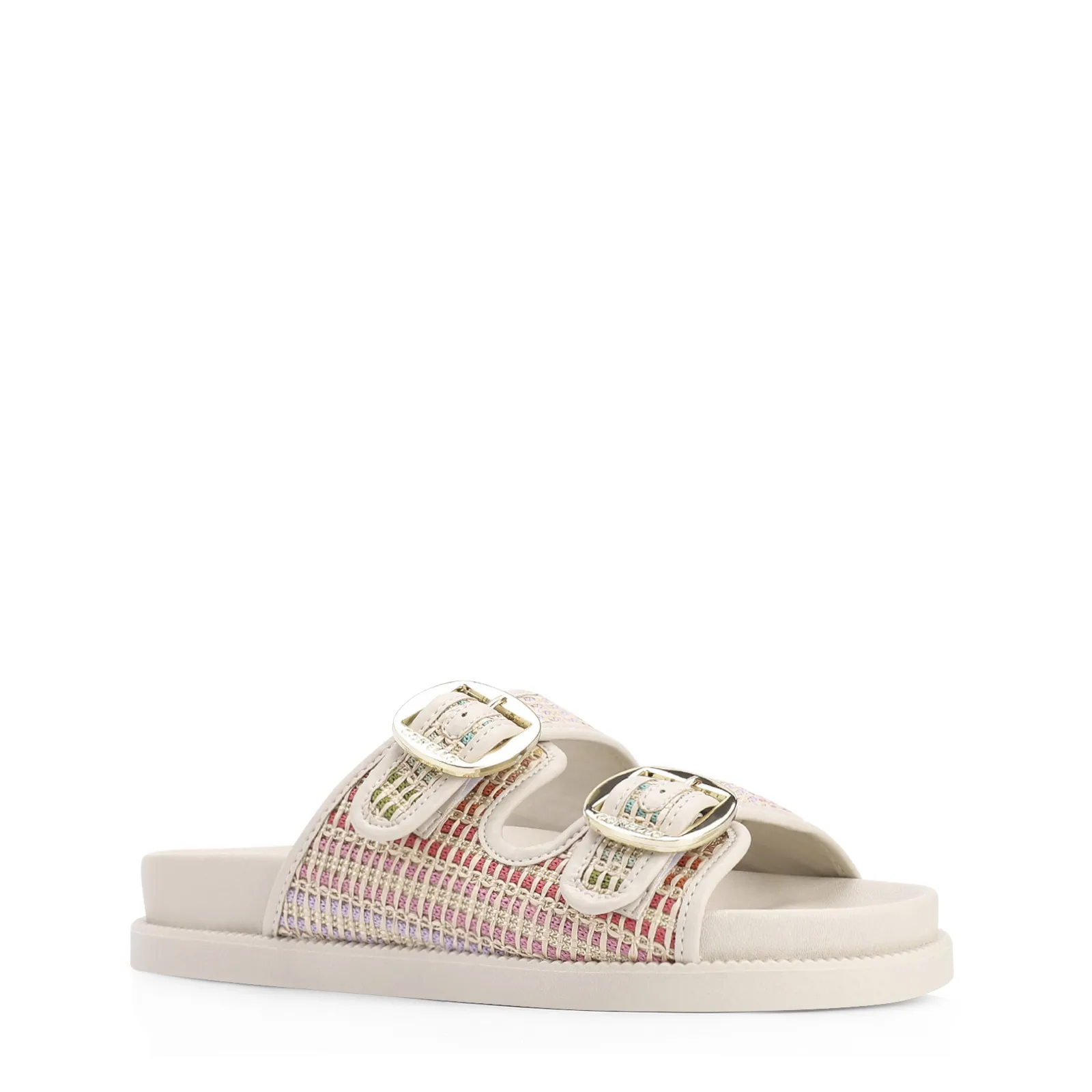Papete Alt Off White/Ráfia Colorida