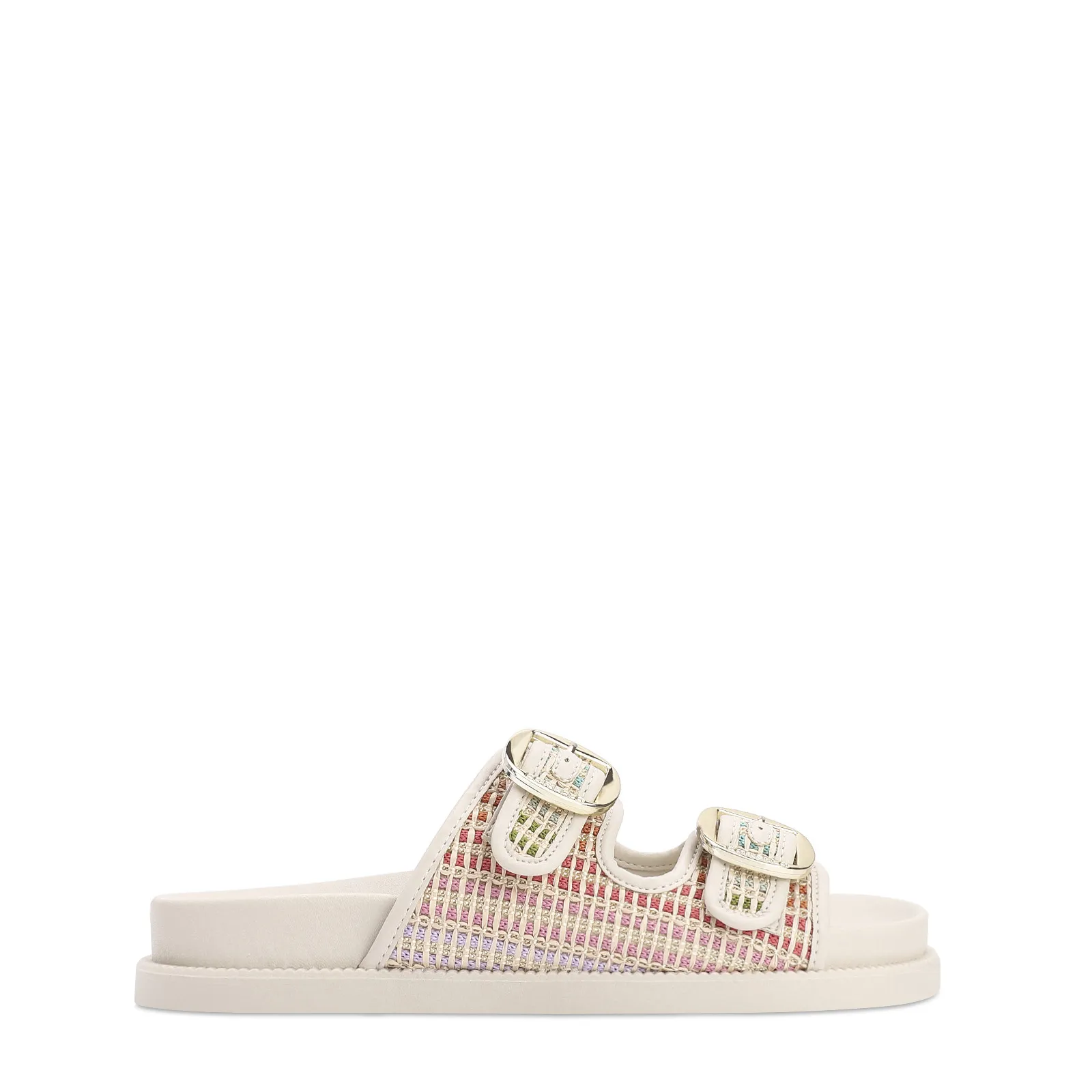 Papete Alt Off White/Ráfia Colorida