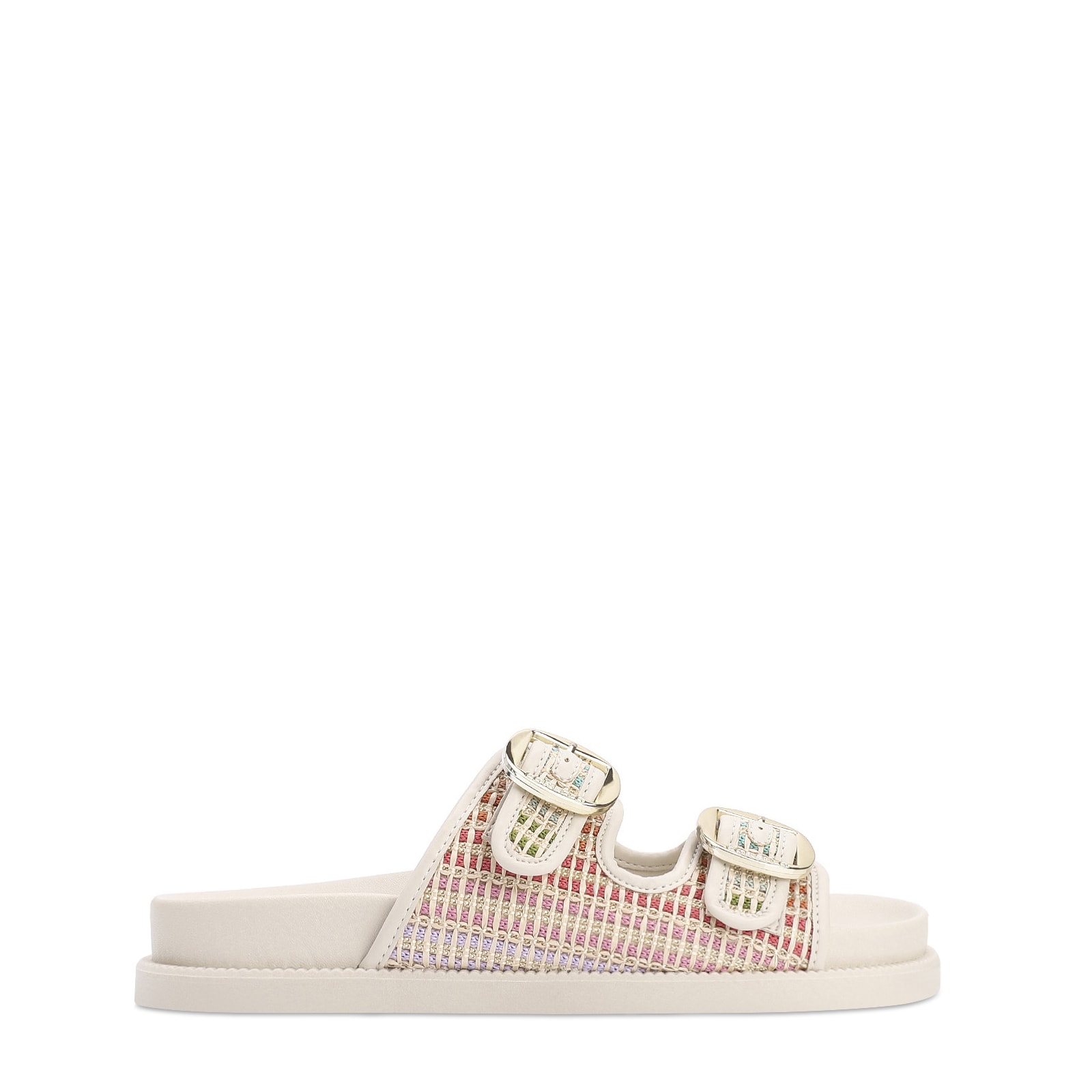 Papete Alt Off White/Ráfia Colorida
