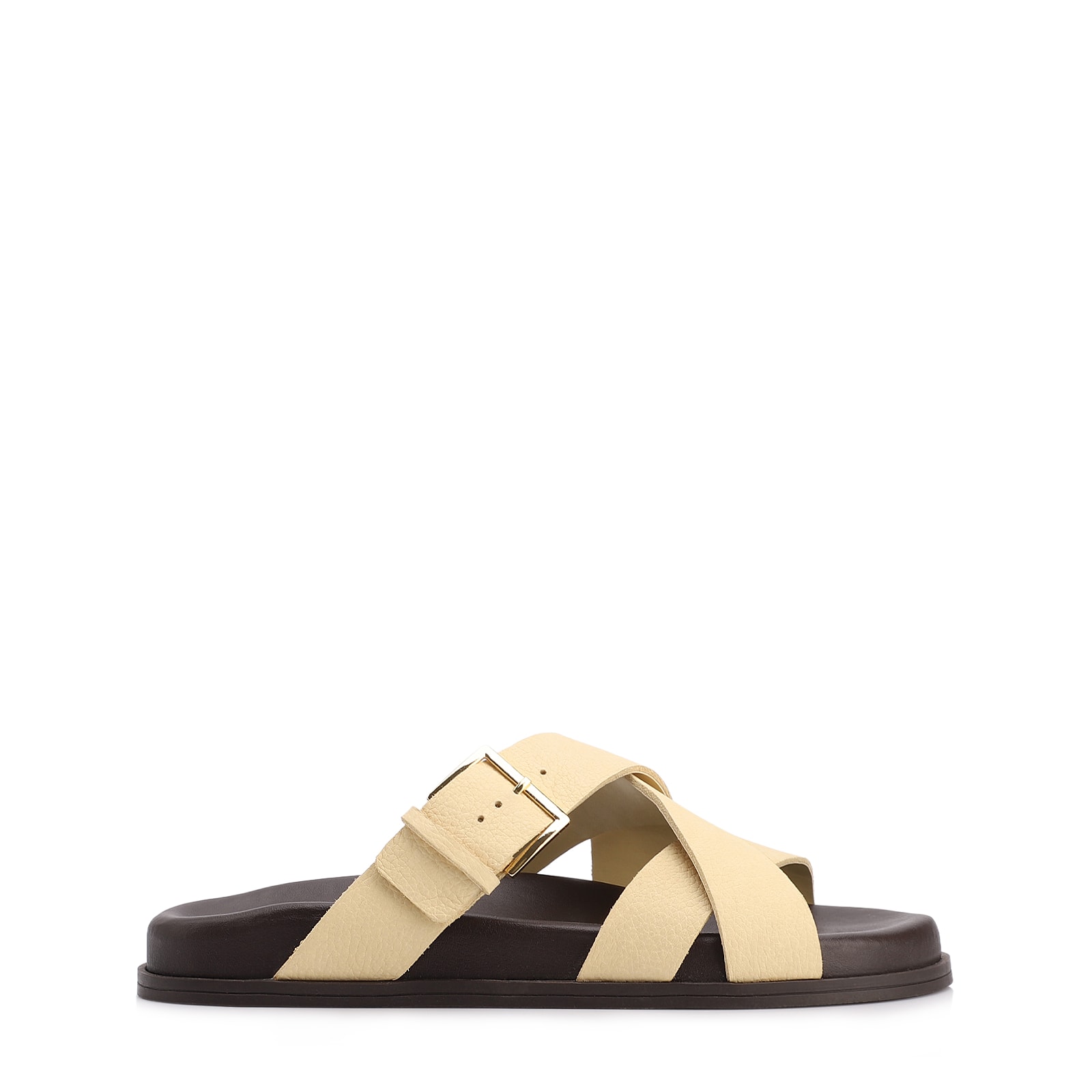 Papete Amarela Couro Nobuck Floater Fivela Dourada