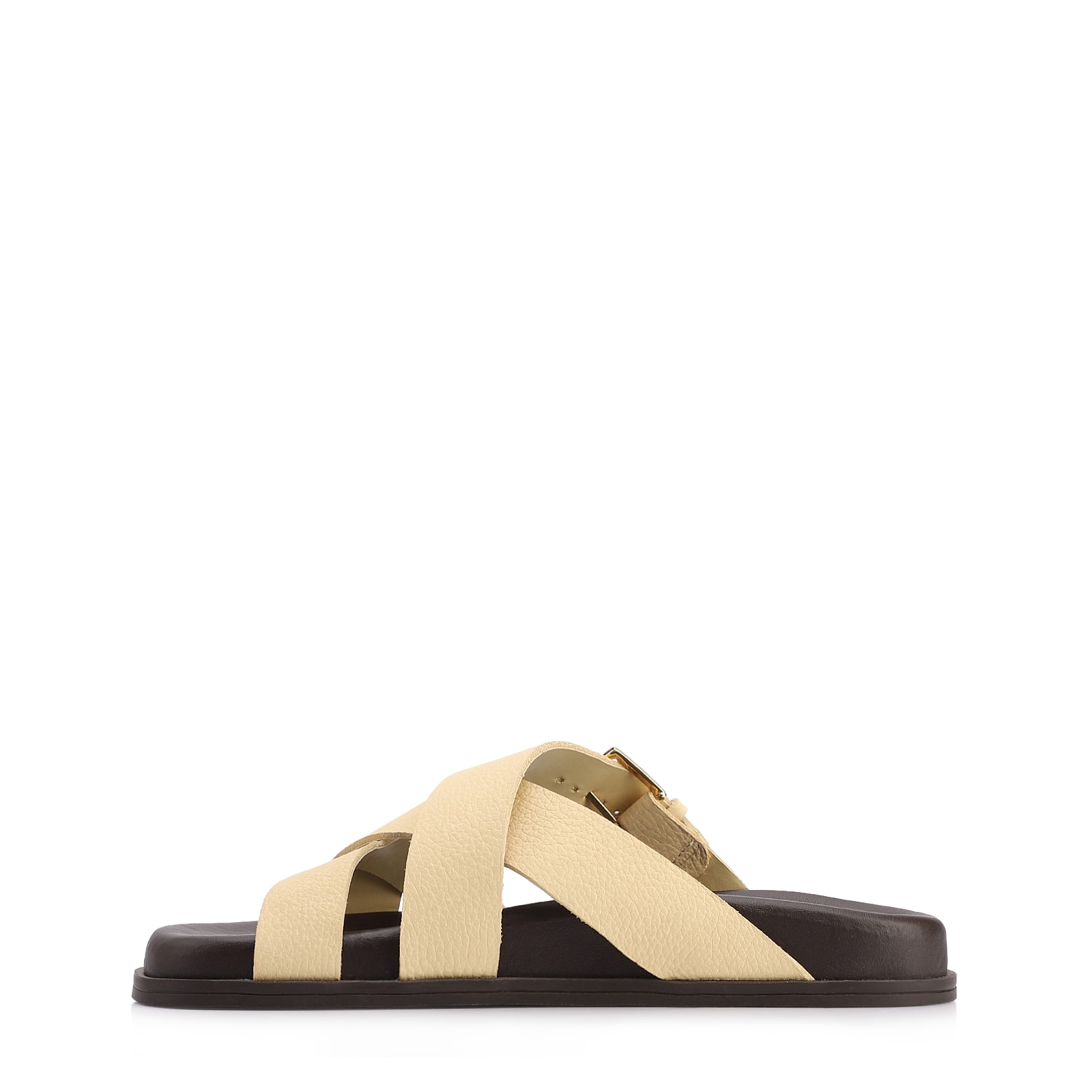 Papete Amarela Couro Nobuck Floater Fivela Dourada