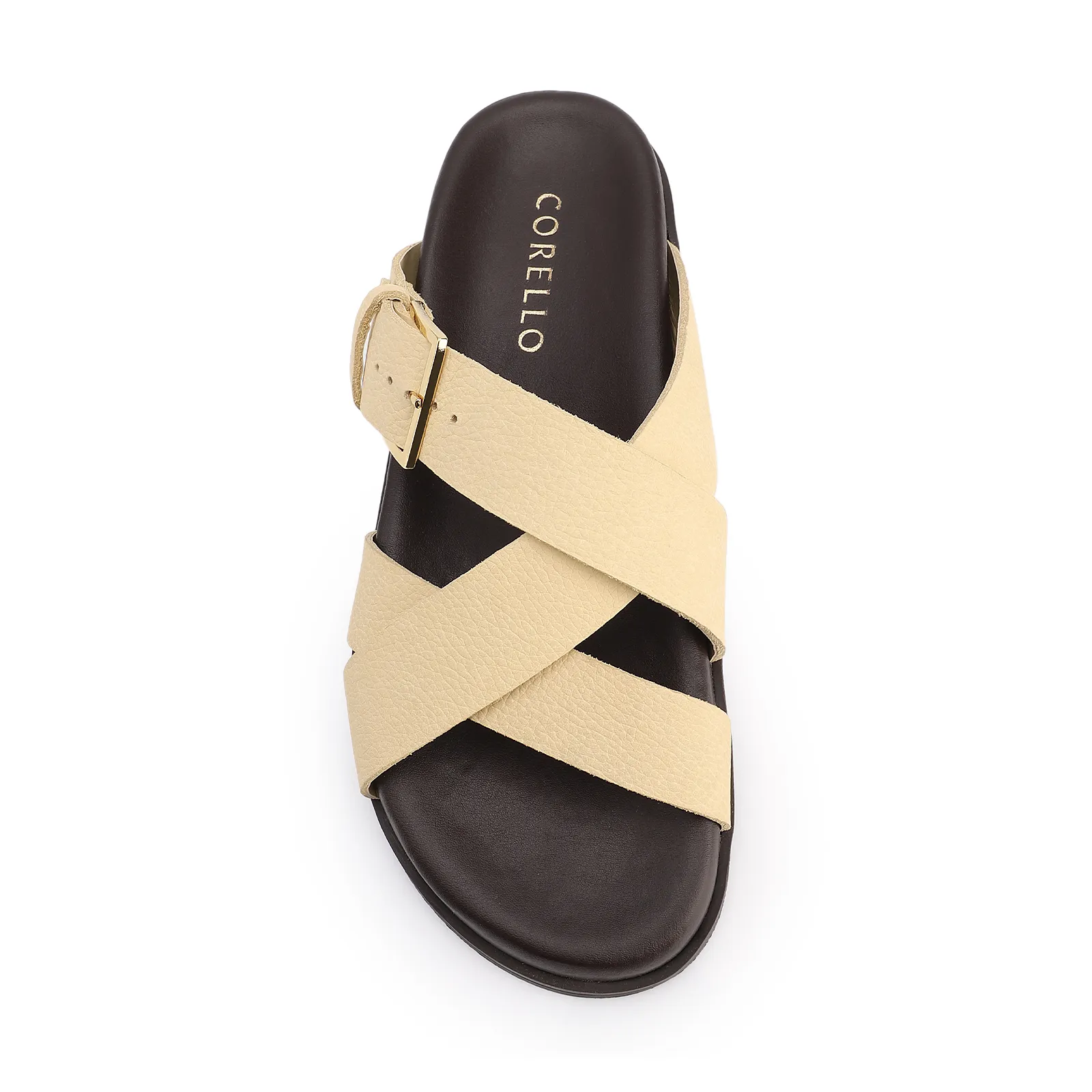 Papete Amarela Couro Nobuck Floater Fivela Dourada