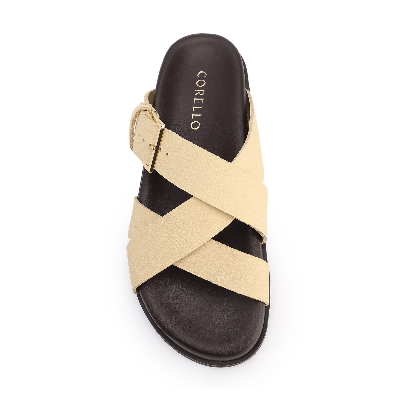 Papete Amarela Couro Nobuck Floater Fivela Dourada