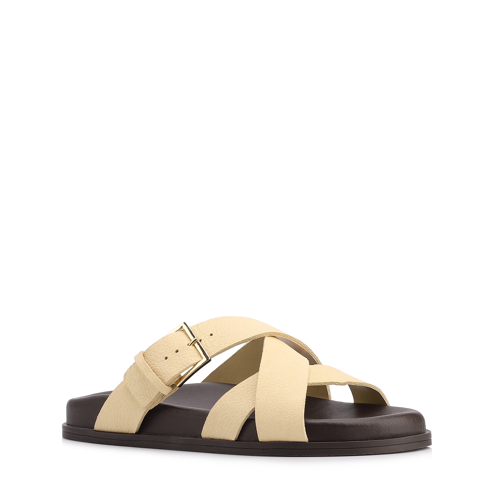Papete Amarela Couro Nobuck Floater Fivela Dourada