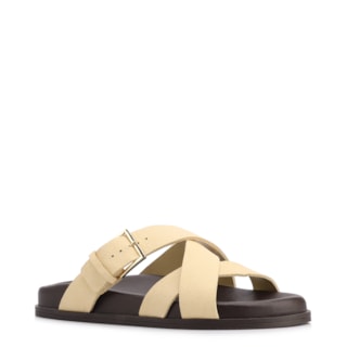 Amarela Couro nobuck Floater Fivela Dourada