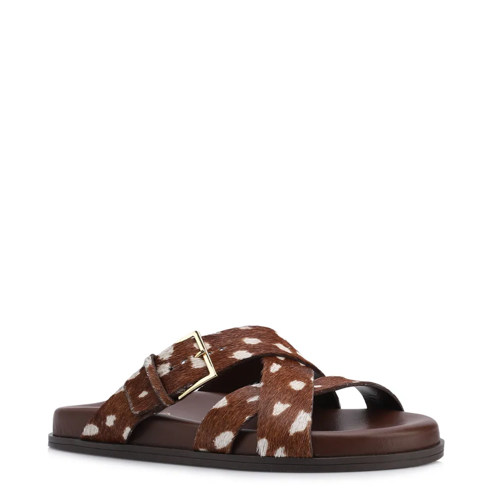 Papete Animal Print Couro Pelo Fivela Dourada