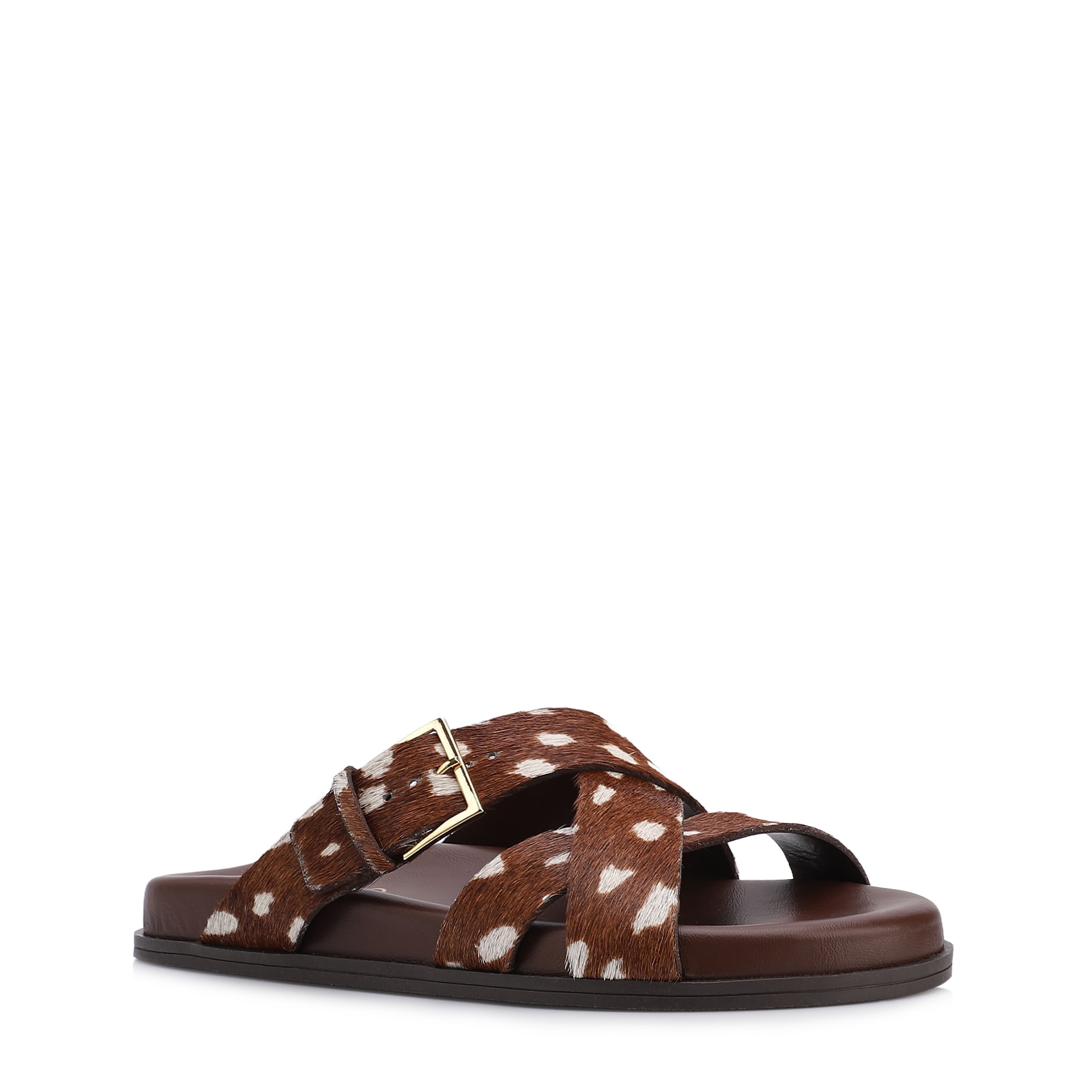 Papete Animal Print Couro Pelo Fivela Dourada