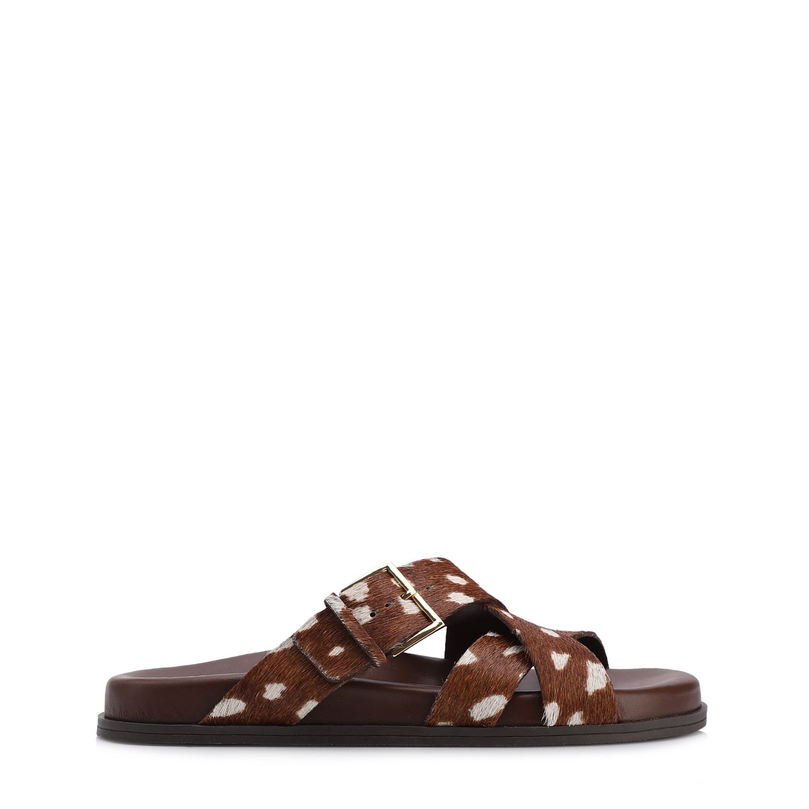 Papete Animal Print Couro Pelo Fivela Dourada