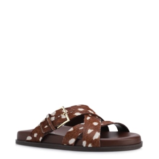 Animal Print Couro Pelo Fivela Dourada