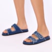 Papete Azul  Couro Antique Tiras Pespontos - imagem 2