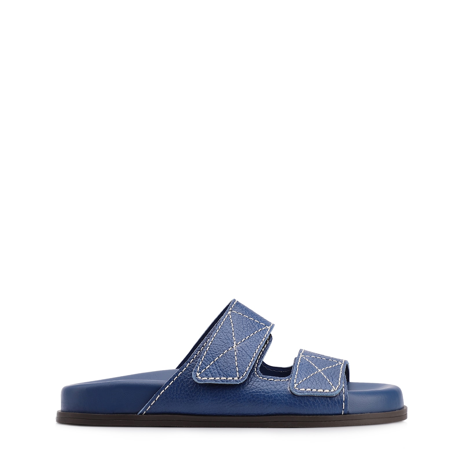 Papete Azul  Couro Antique Tiras Pespontos