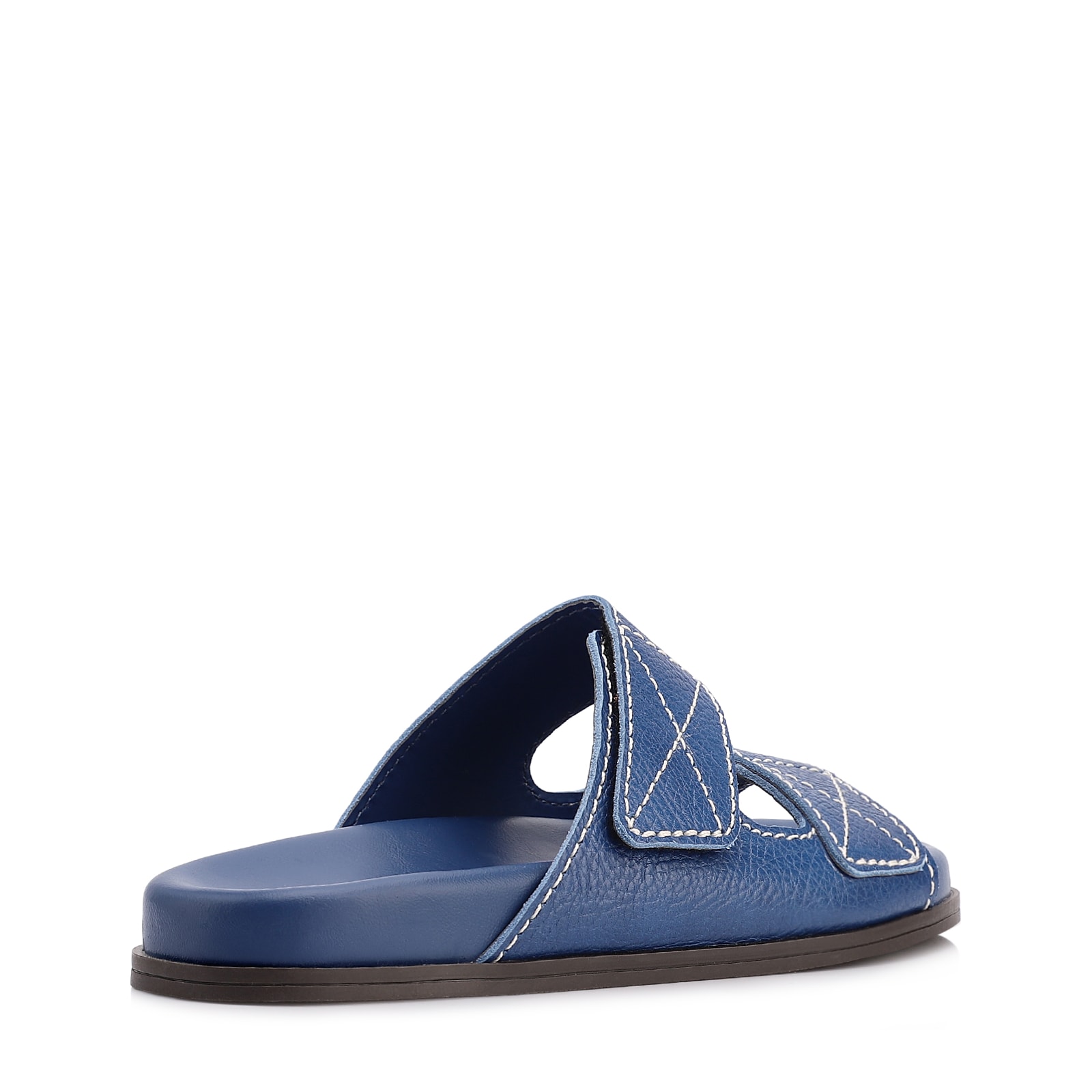 Papete Azul Couro Antique Tiras Pespontos