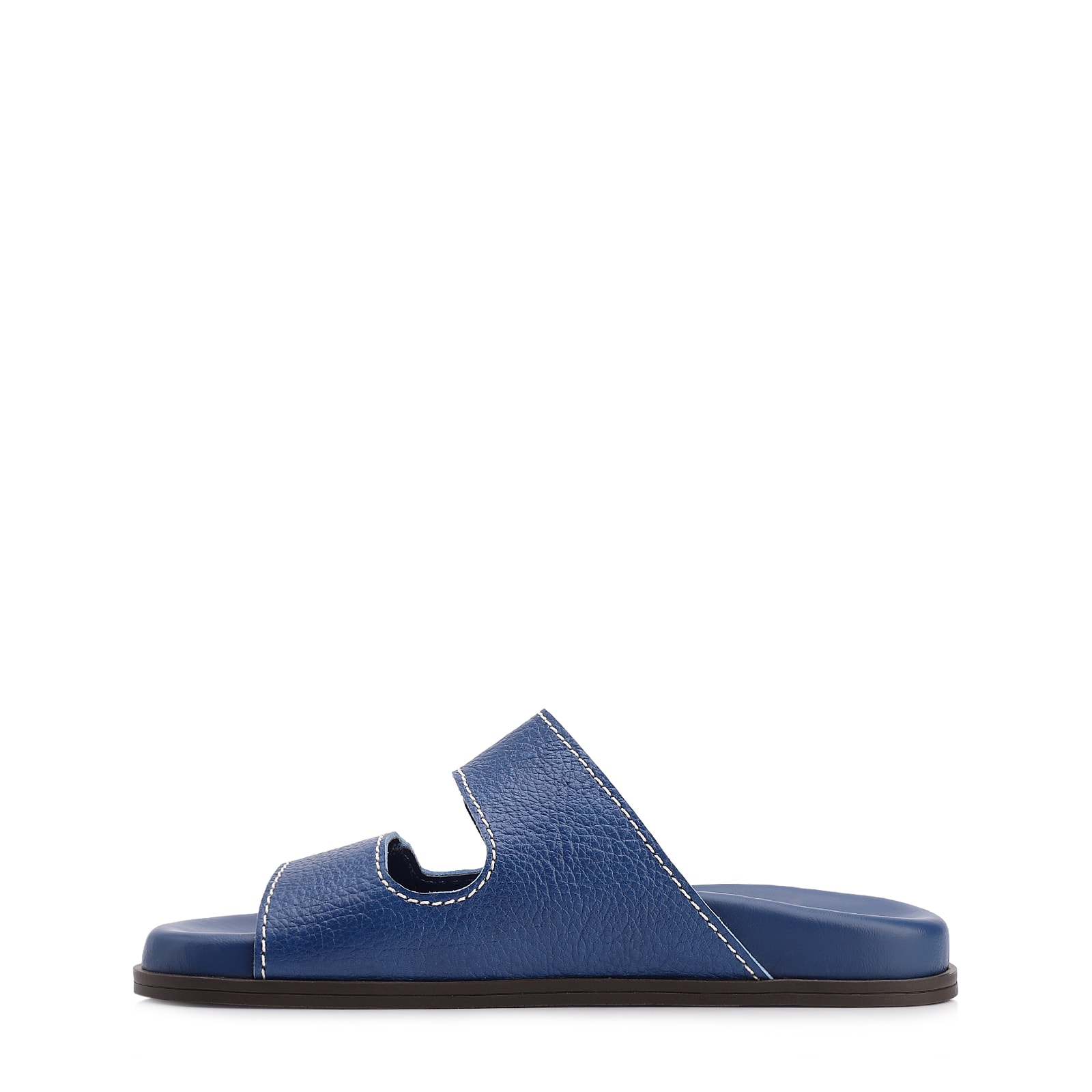 Papete Azul Couro Antique Tiras Pespontos
