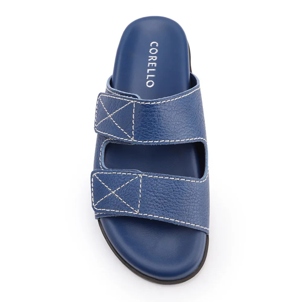 Papete Azul  Couro Antique Tiras Pespontos - imagem 6