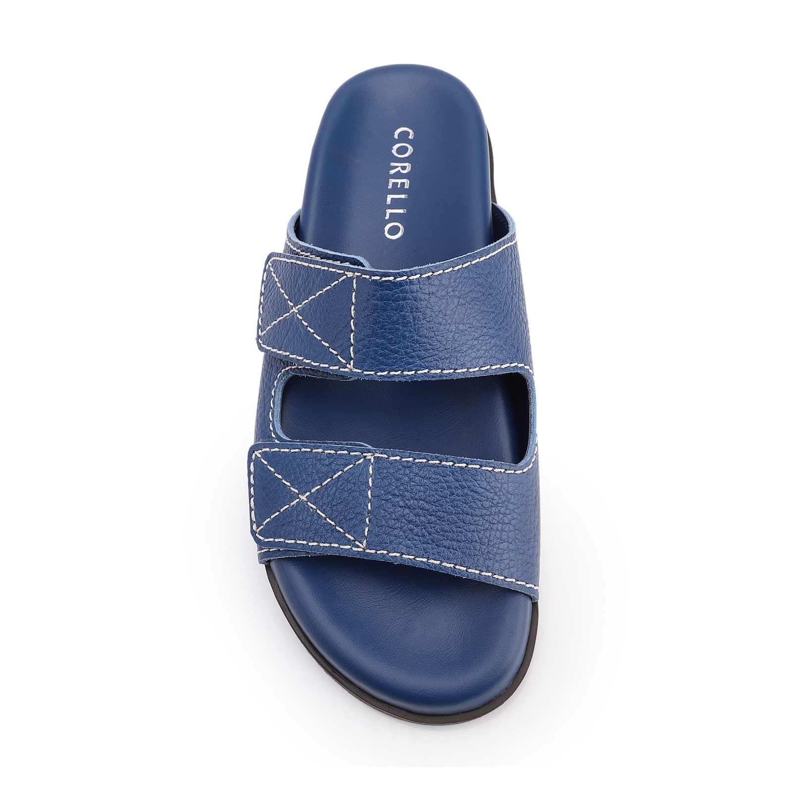 Papete Azul  Couro Antique Tiras Pespontos
