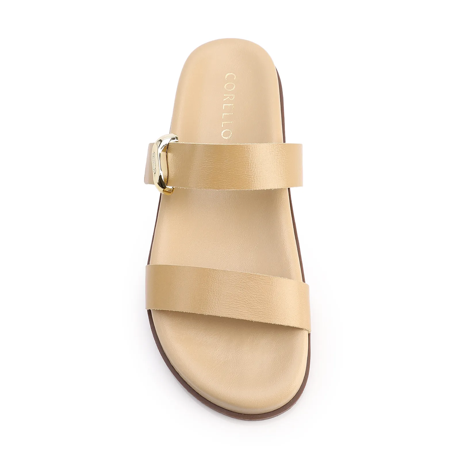  Papete Bege Couro Metal Dourado