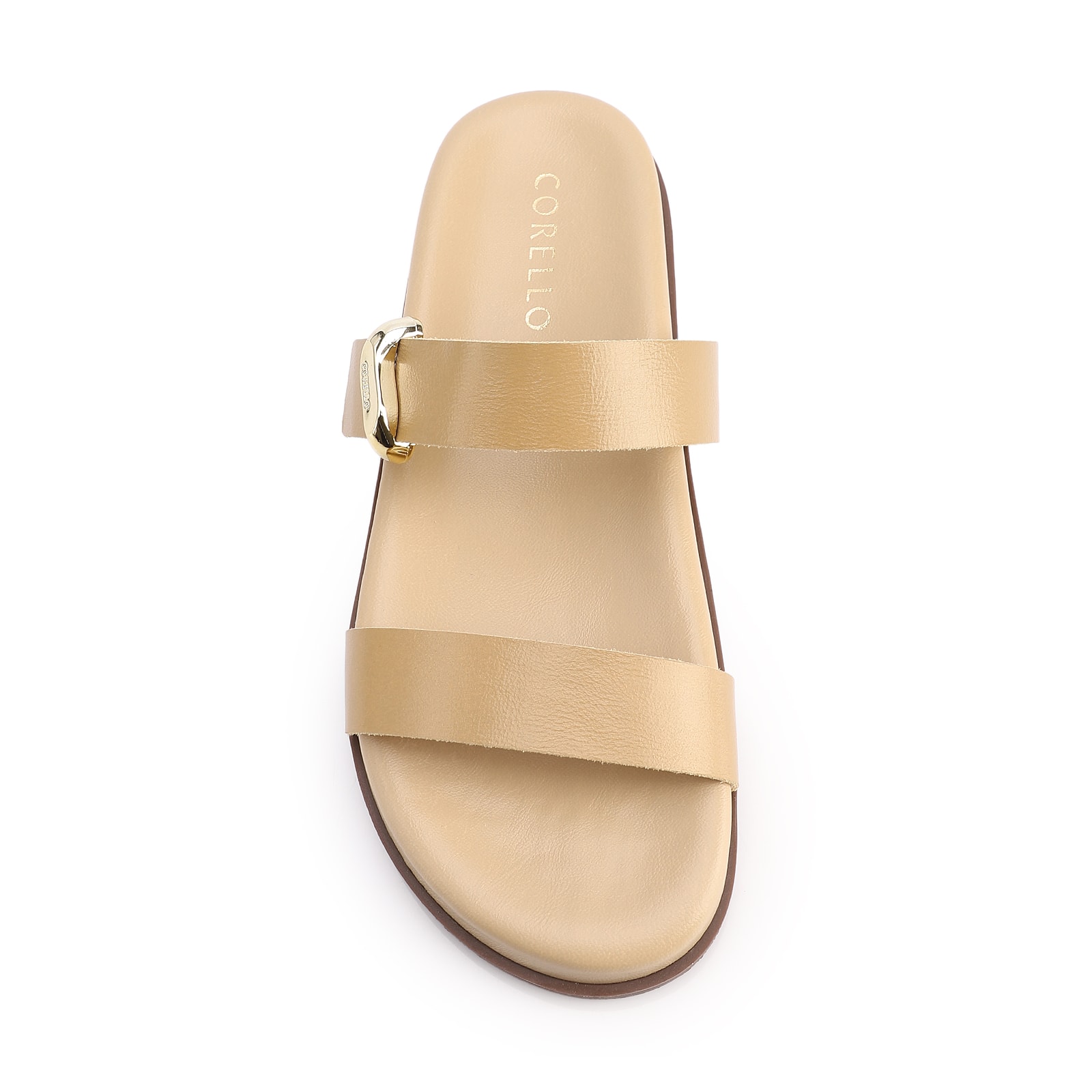 Papete Bege Couro Metal Dourado