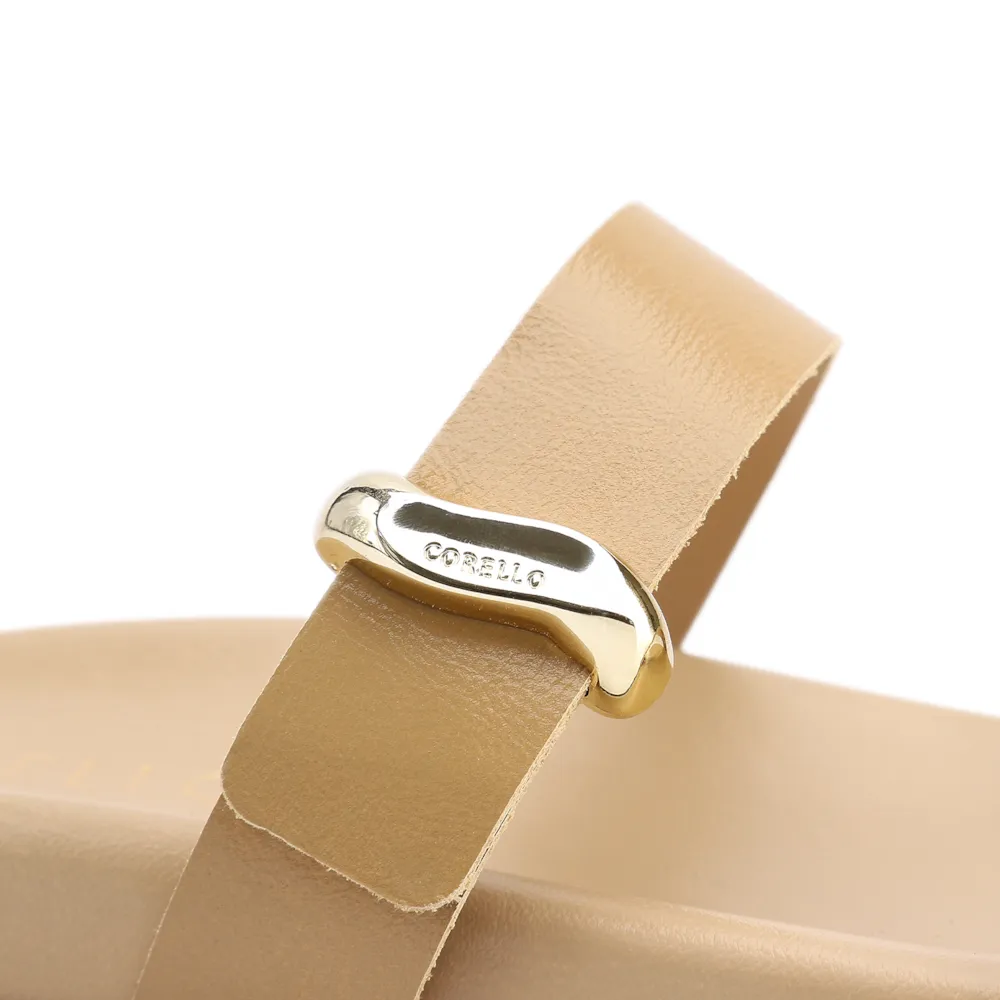  Papete Bege Couro Metal Dourado - imagem 7