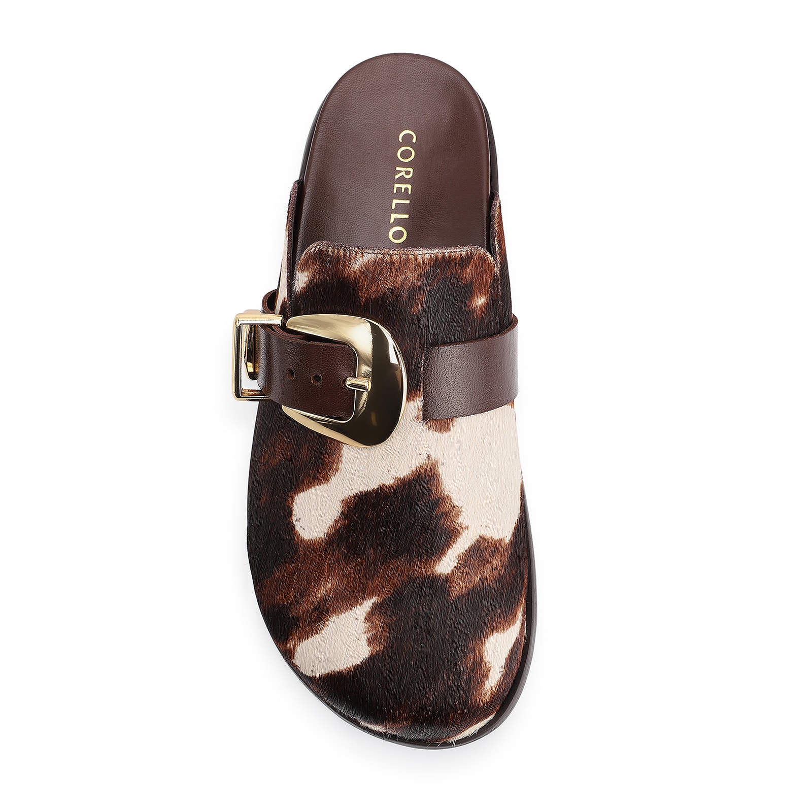 Papete Clog Couro Pelo Vaca