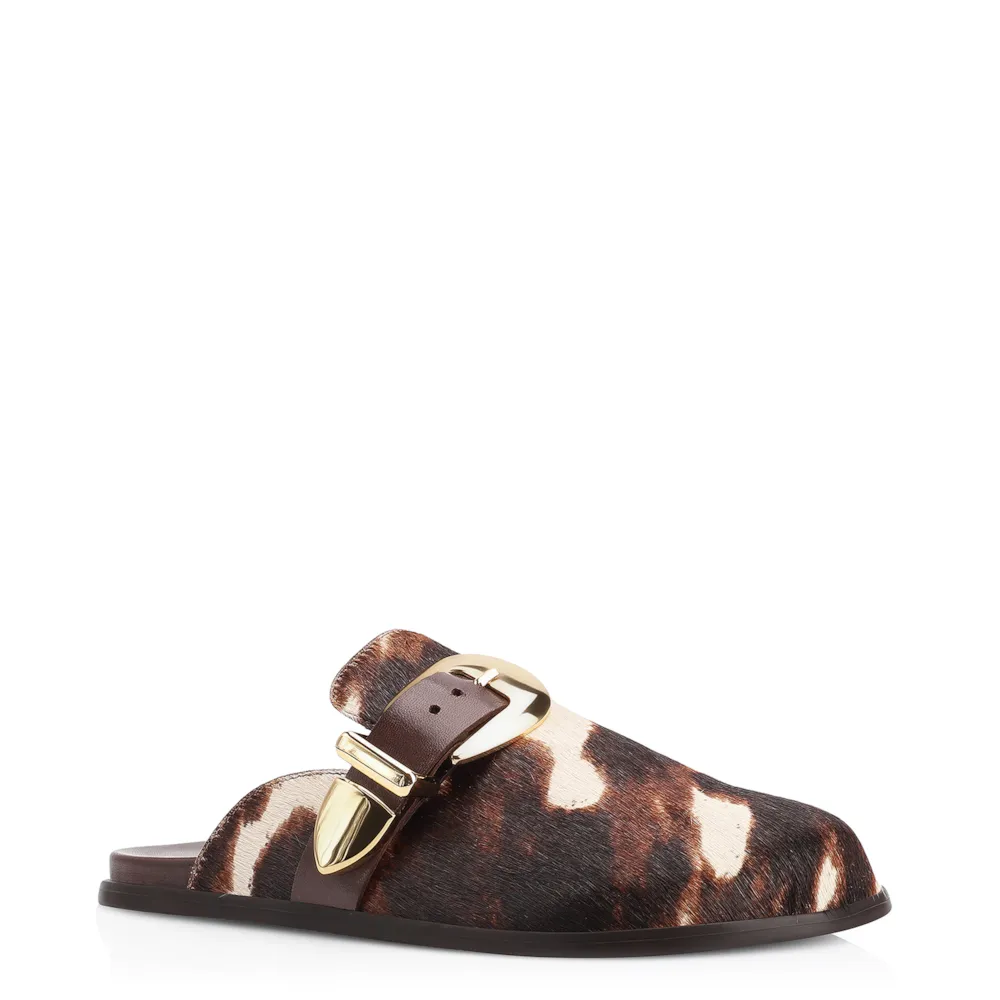 Papete Clog Couro Pelo Vaca