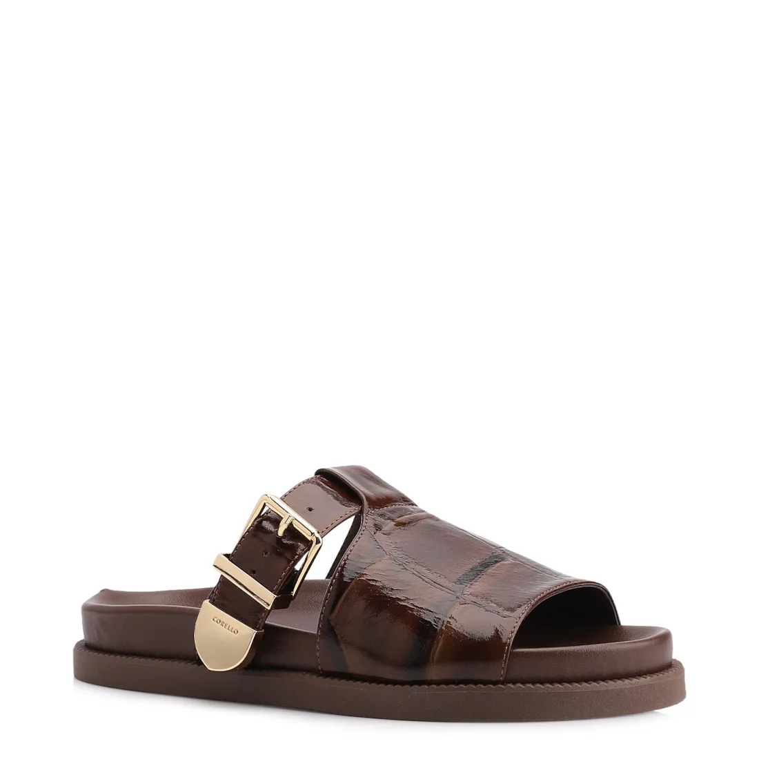 Papete Couro Maxi Croco Marrom