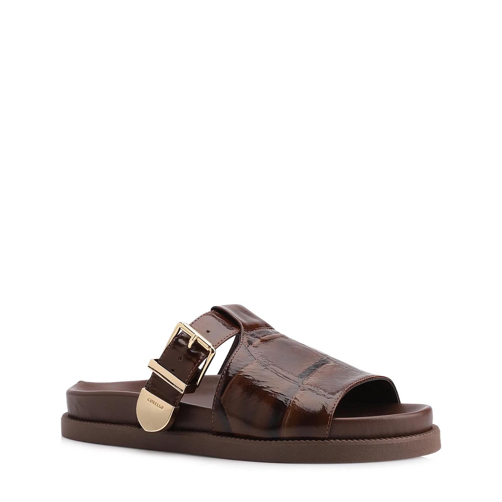 Papete Couro Maxi Croco Marrom