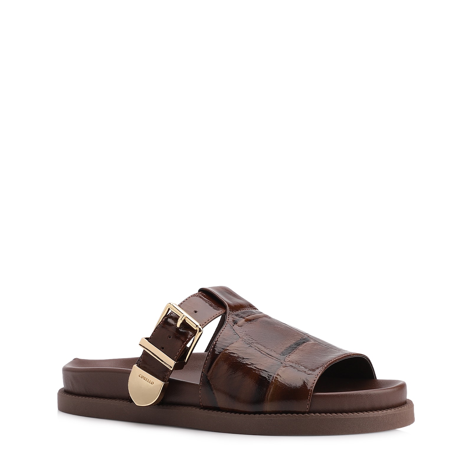 Papete Couro Maxi Croco Marrom