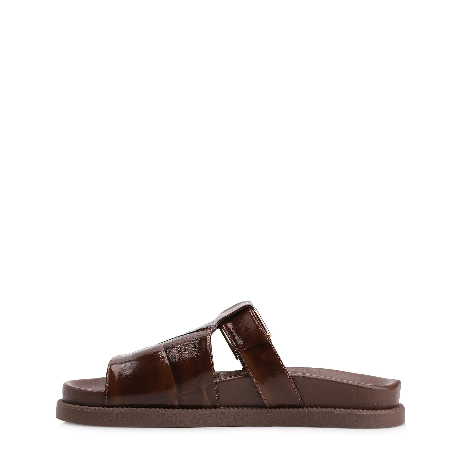 Papete Couro Maxi Croco Marrom