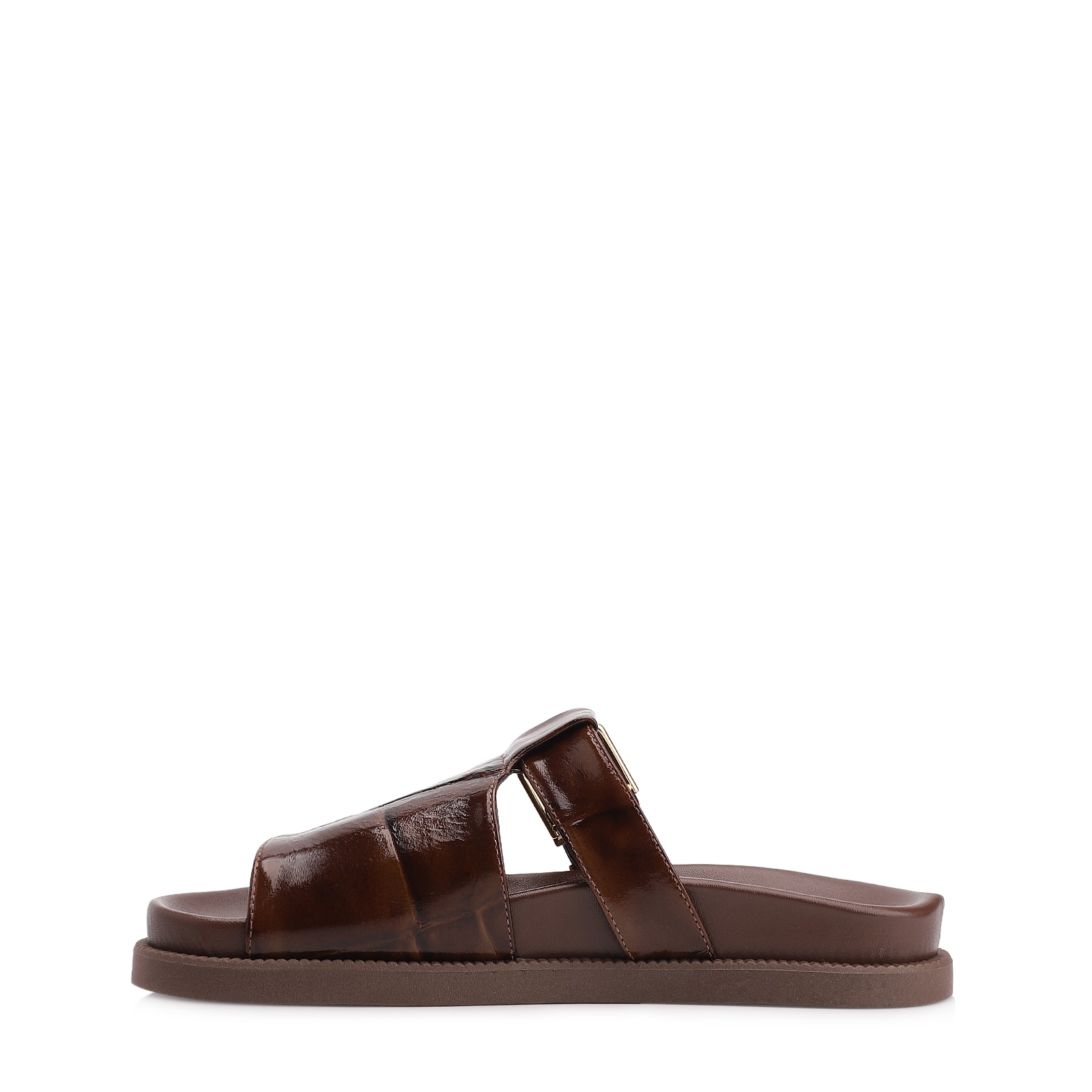 Papete Couro Maxi Croco Marrom