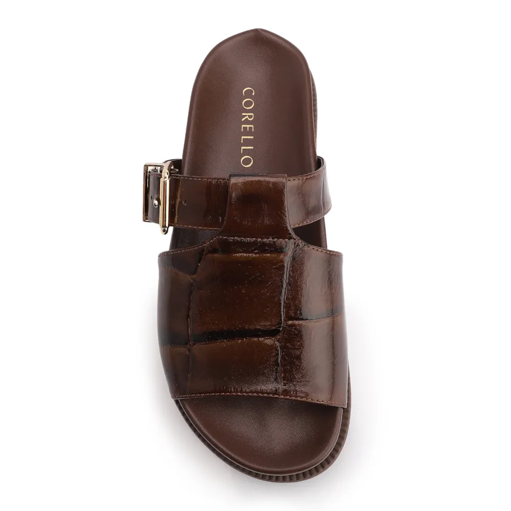 Papete Couro Maxi Croco Marrom - imagem 6