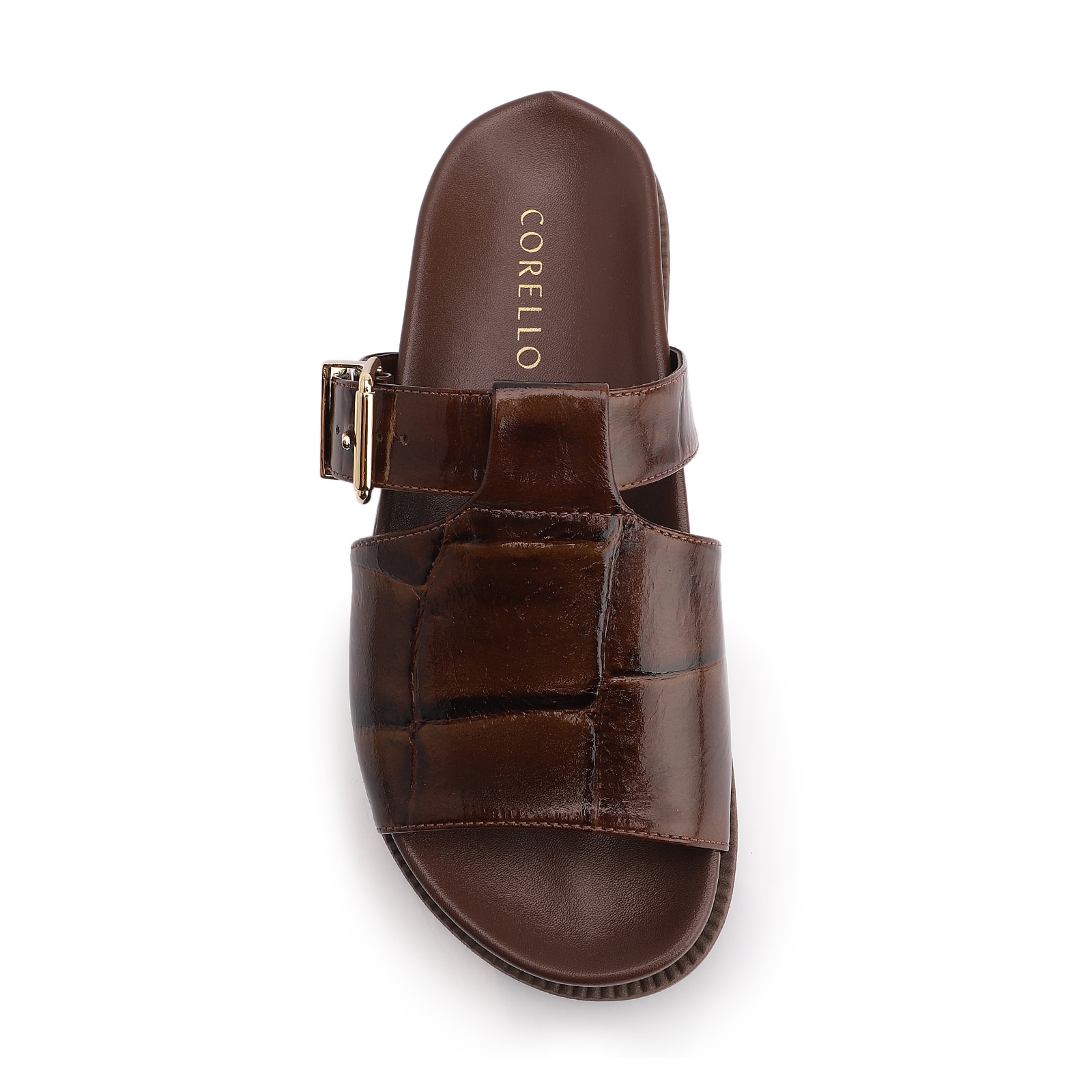 Papete Couro Maxi Croco Marrom