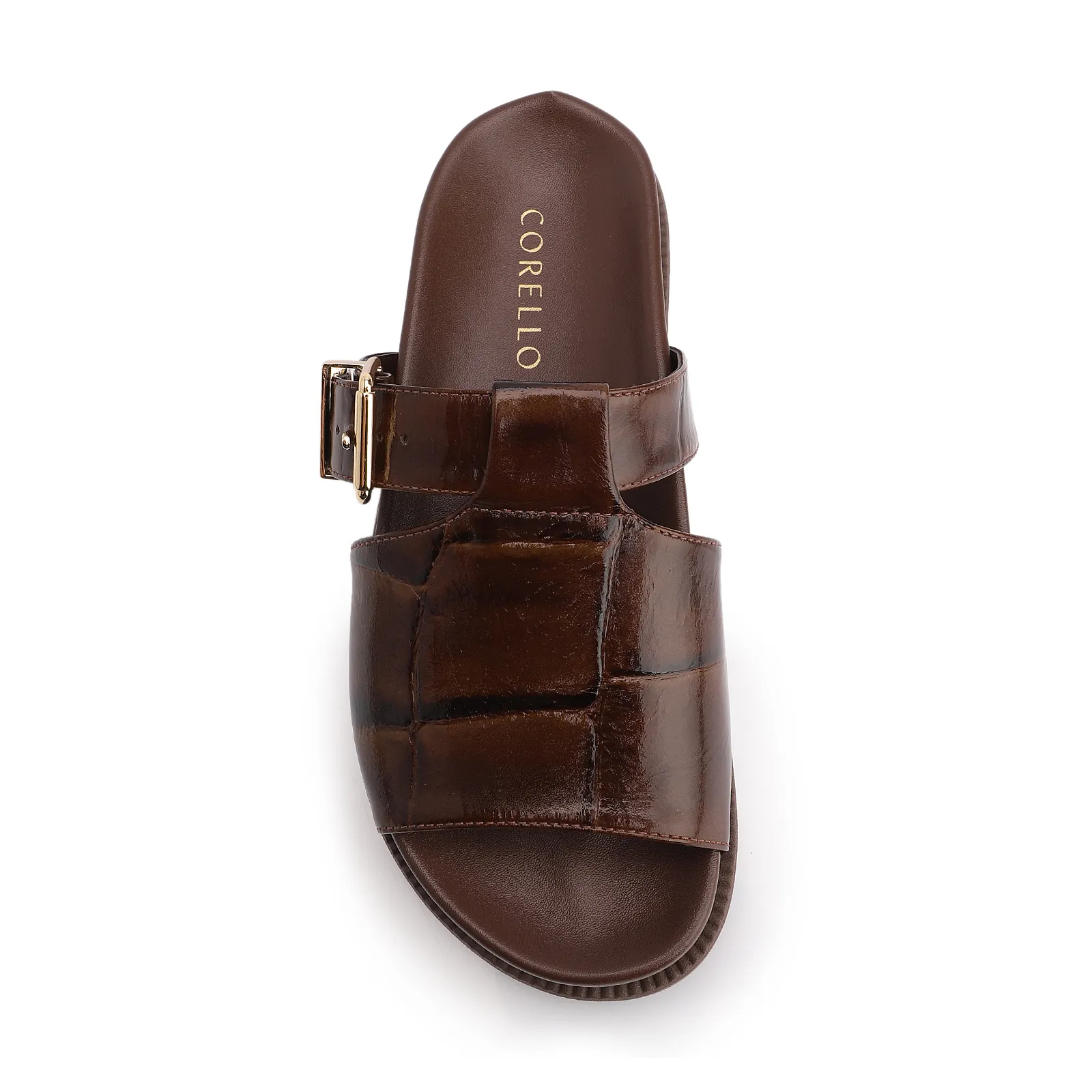 Papete Couro Maxi Croco Marrom