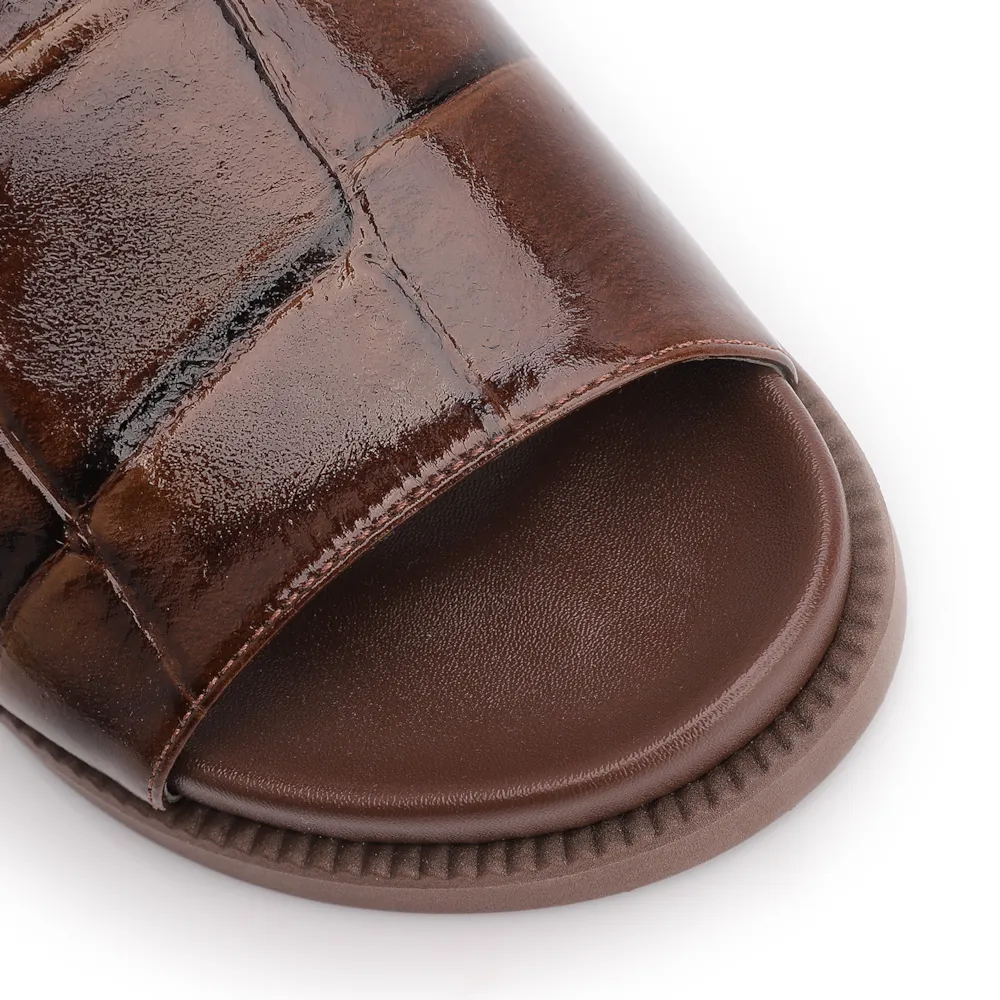 Papete Couro Maxi Croco Marrom - imagem 7