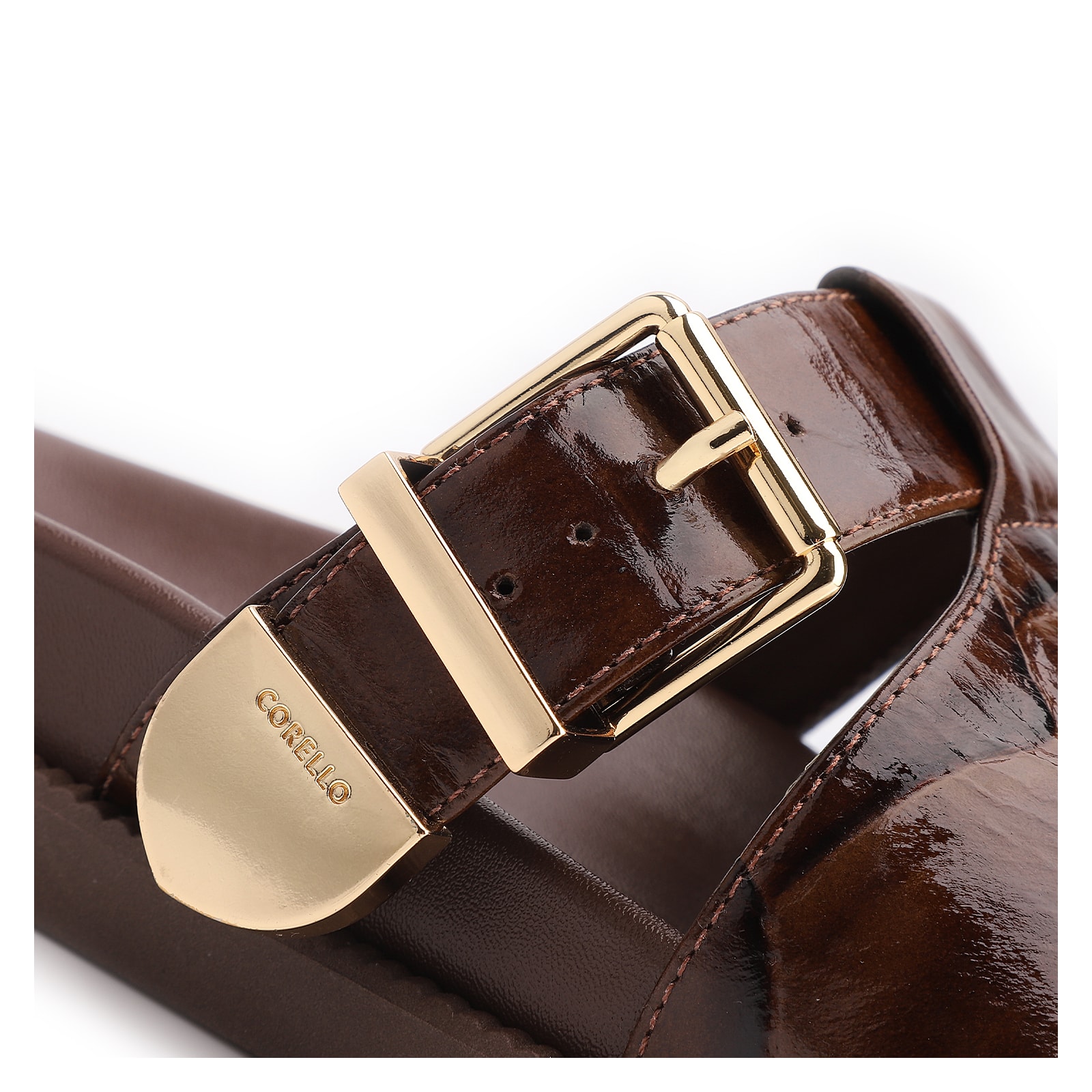 Papete Couro Maxi Croco Marrom