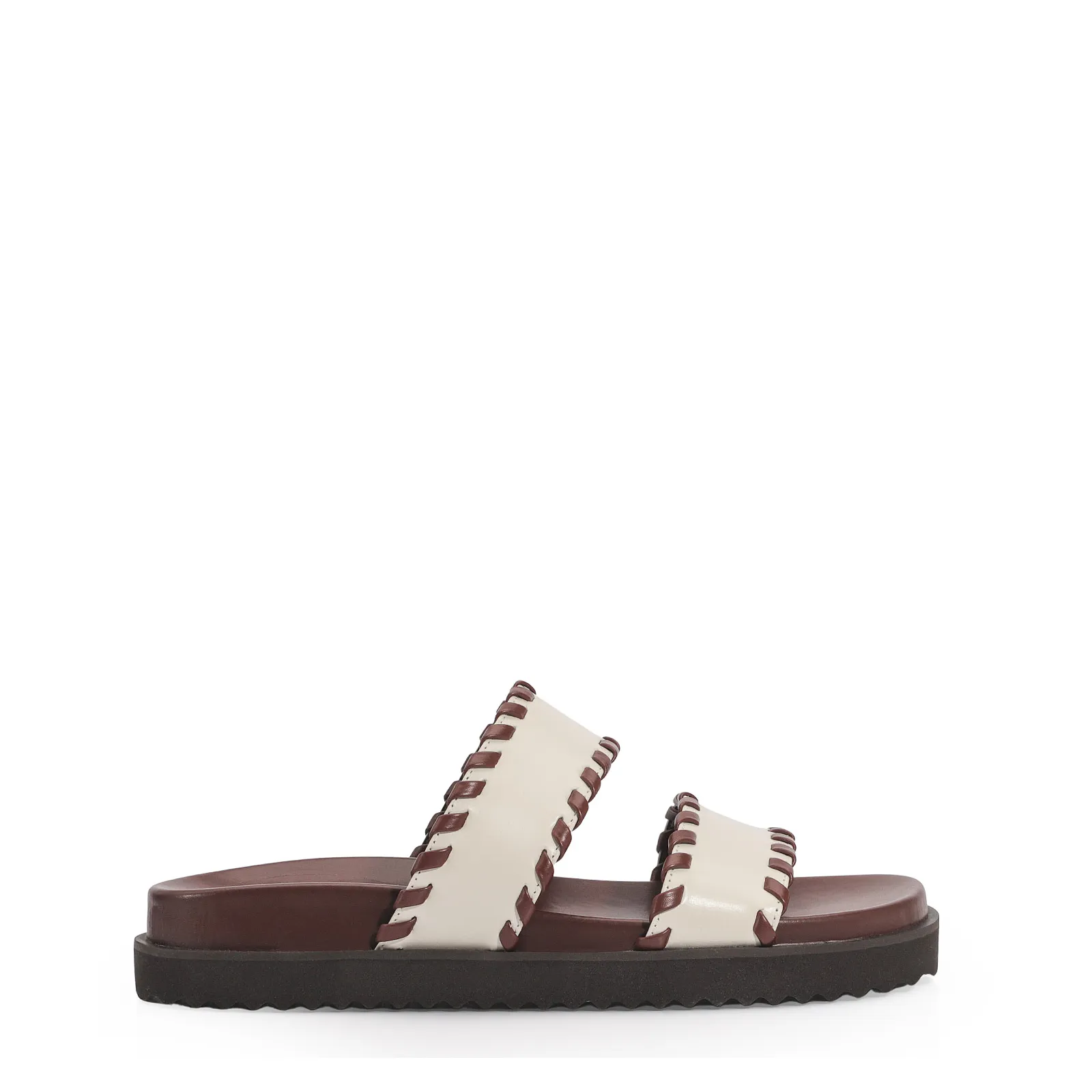Papete Couro Off White/Marrom